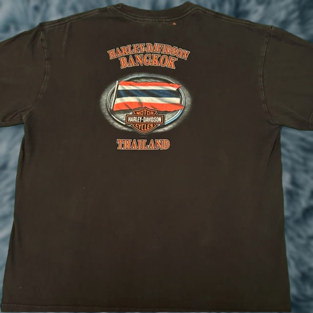 Harley Davidson VINTAGE Harley-Davidson Biker Bangkok Thailand Flag VTG 2008 Shirt Mens XL Black Short Sleeve T-Shirt 90s Grunge Hip Hop Motorcycle Punk Y2K Logo Mens Size US XL / EU 56 / 4 - 1 Thumbnail