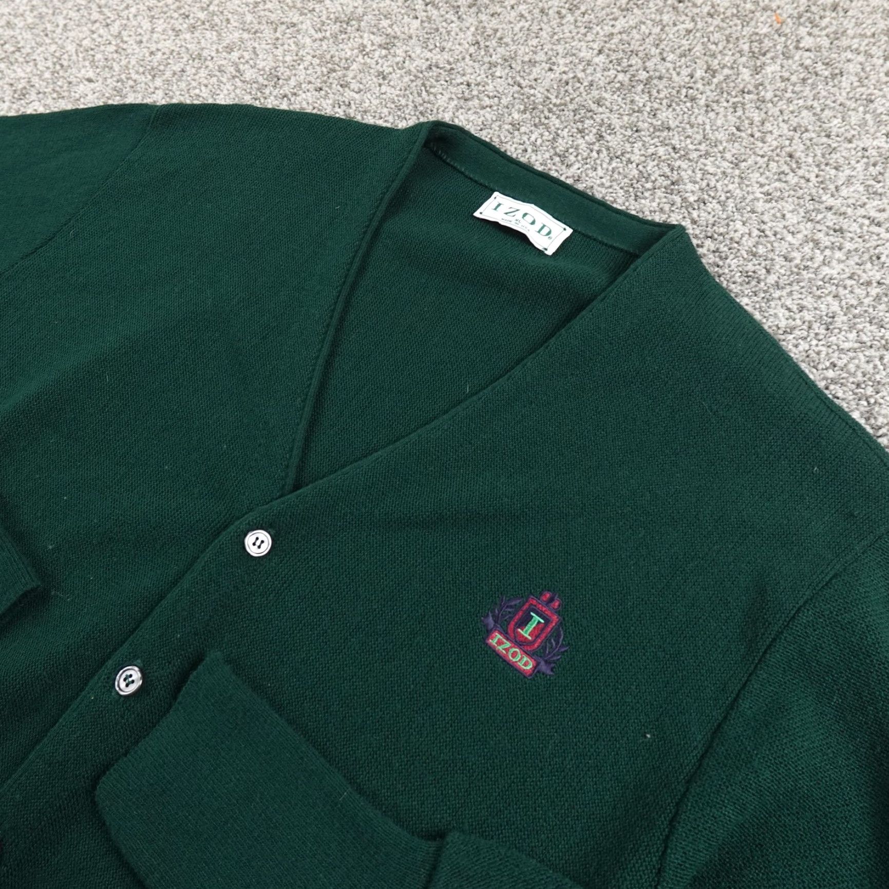 Izod VINTAGE IZOD Sweater Cardigan Mens XL Green Acrylic V-Neck Knit Grandpa USA Shirt Size US XL / EU 56 / 4 - 2 Thumbnail