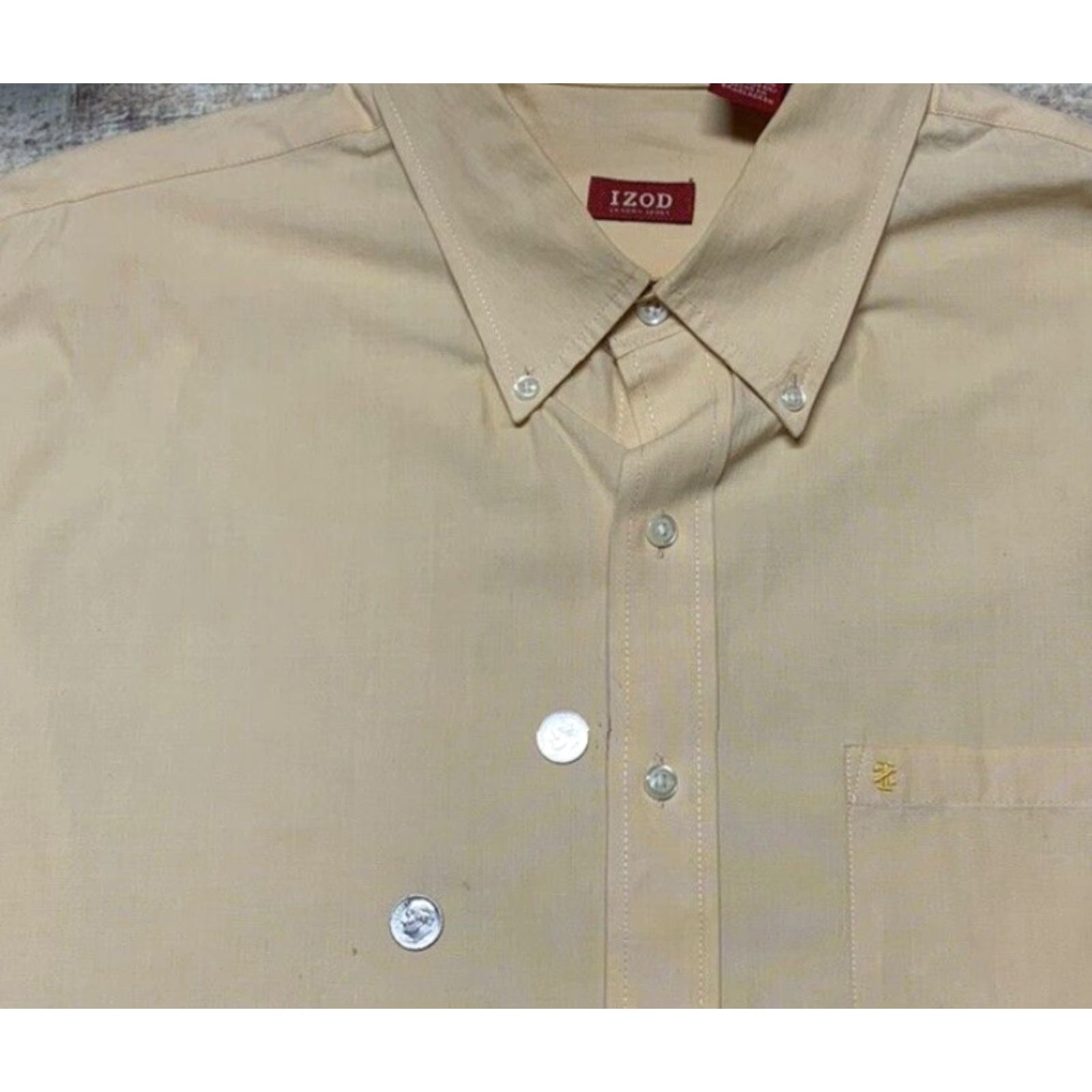 Izod IZOD Shirt Mens Shirt Yellow Gold Size XL Long Sleeve Button Up Casual Size US XL / EU 56 / 4 - 4 Thumbnail