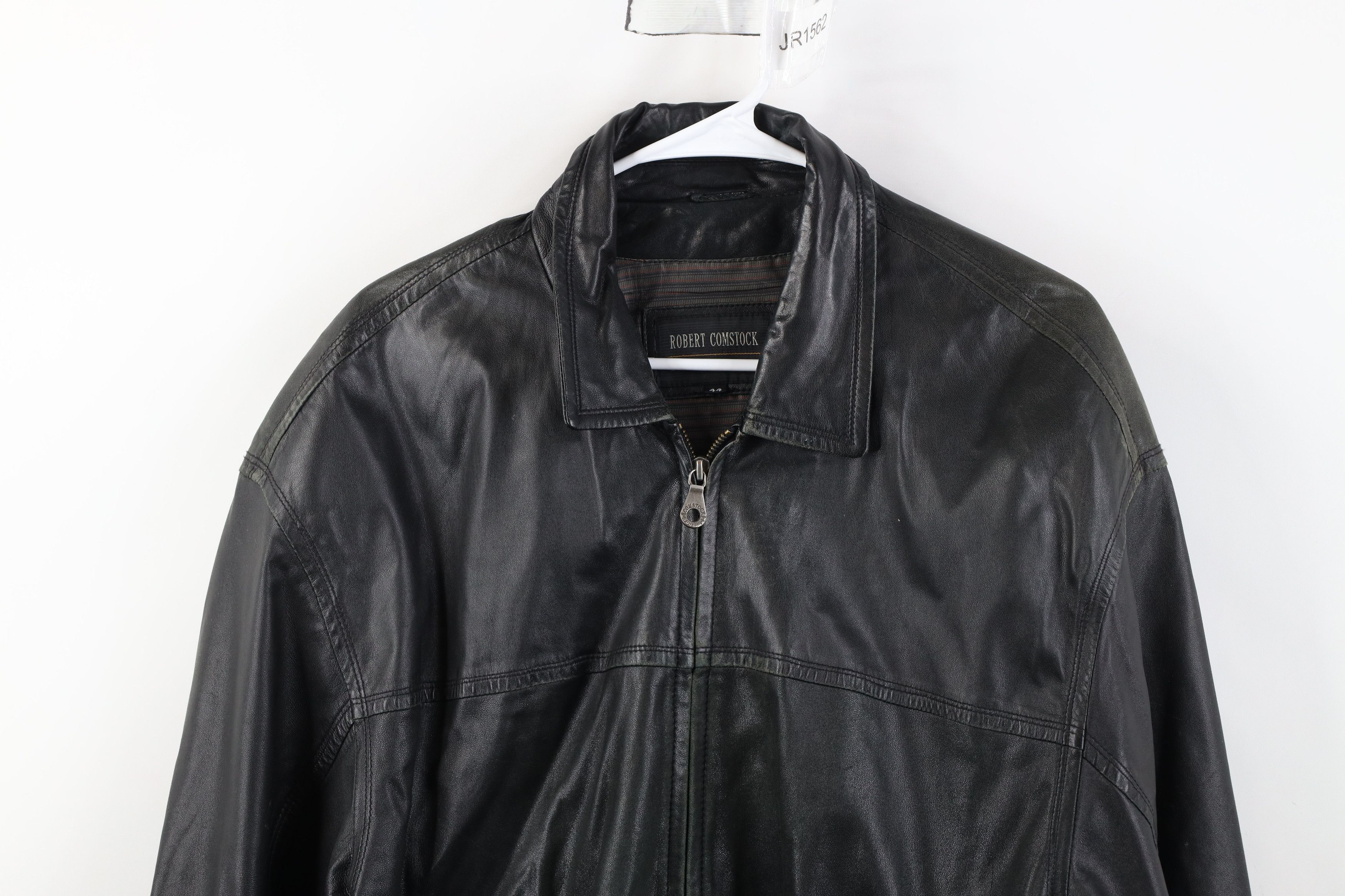 Vintage Vintage 90s Streetwear Soft Leather Collared Bomber Jacket Size US XXL / EU 58 / 5 - 2 Thumbnail