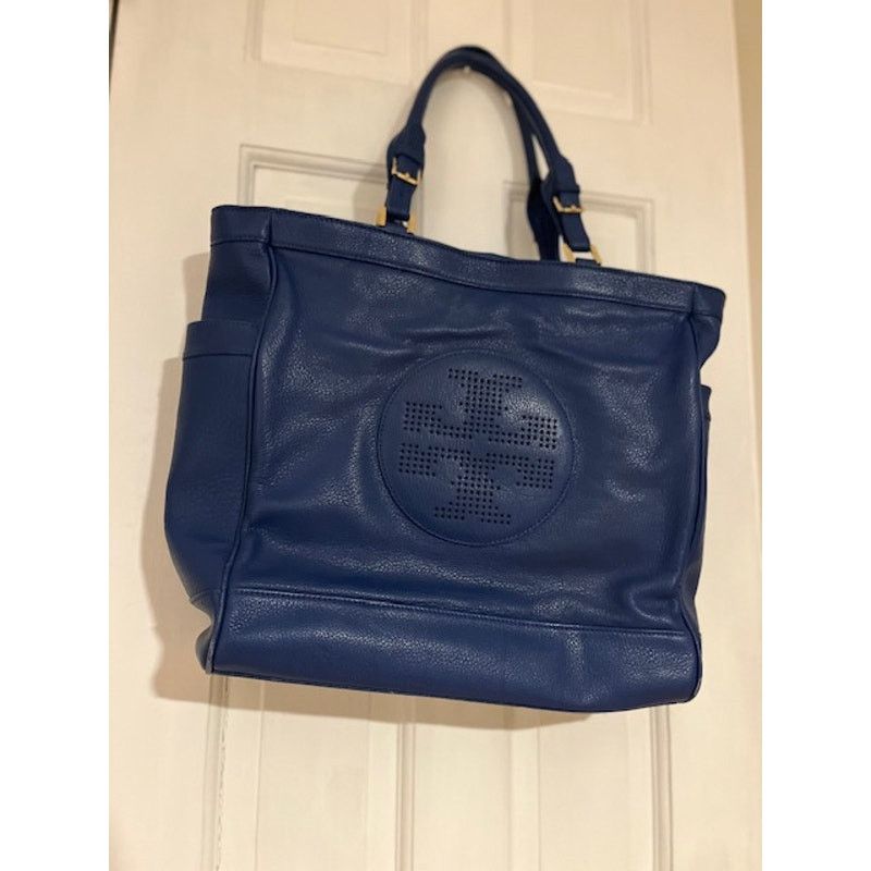 Tory Burch Tory Burch Blue Leather Tote Size ONE SIZE - 2 Thumbnail