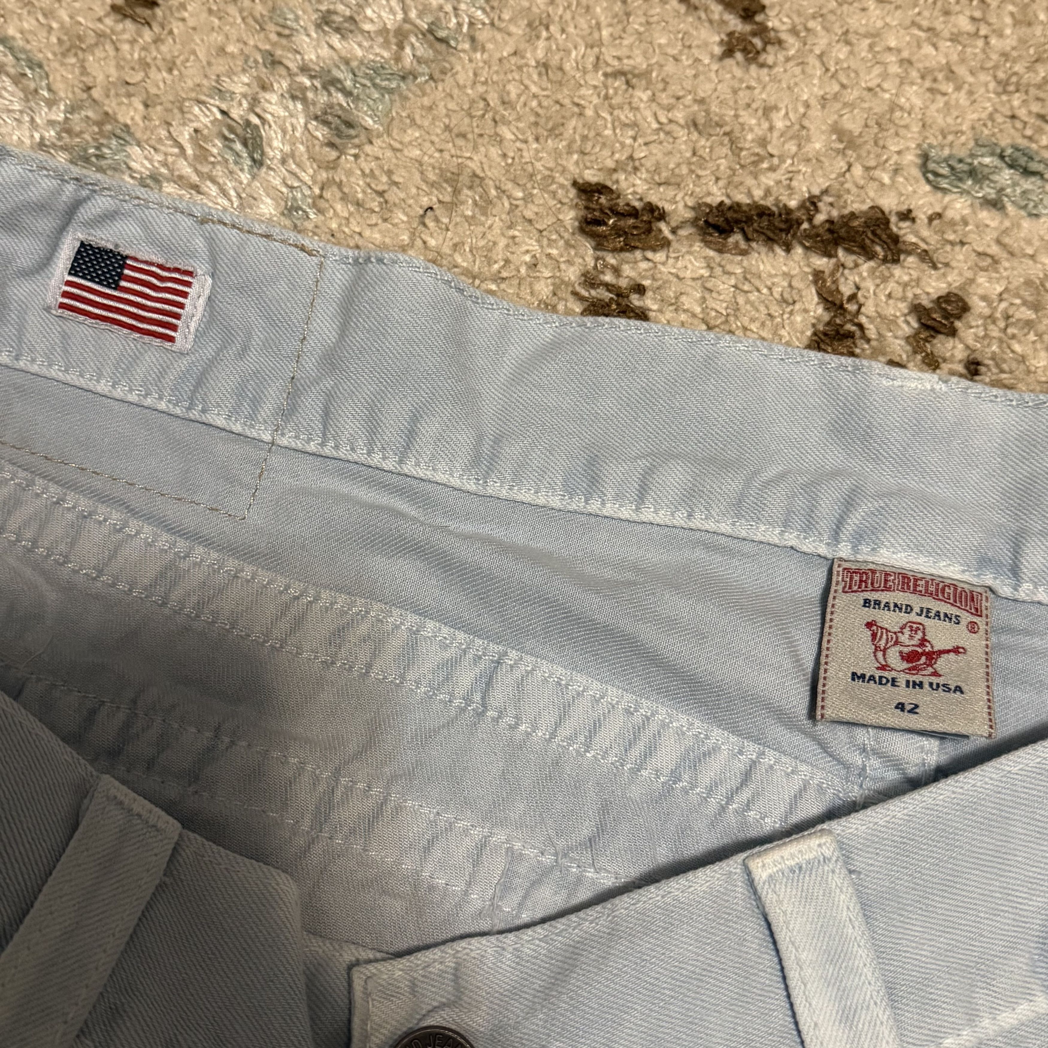 True Religion True Religion Ricky Relaxed Straight Jeans 42x32 Baby Blue Size US 42 / EU 58 - 6 Thumbnail