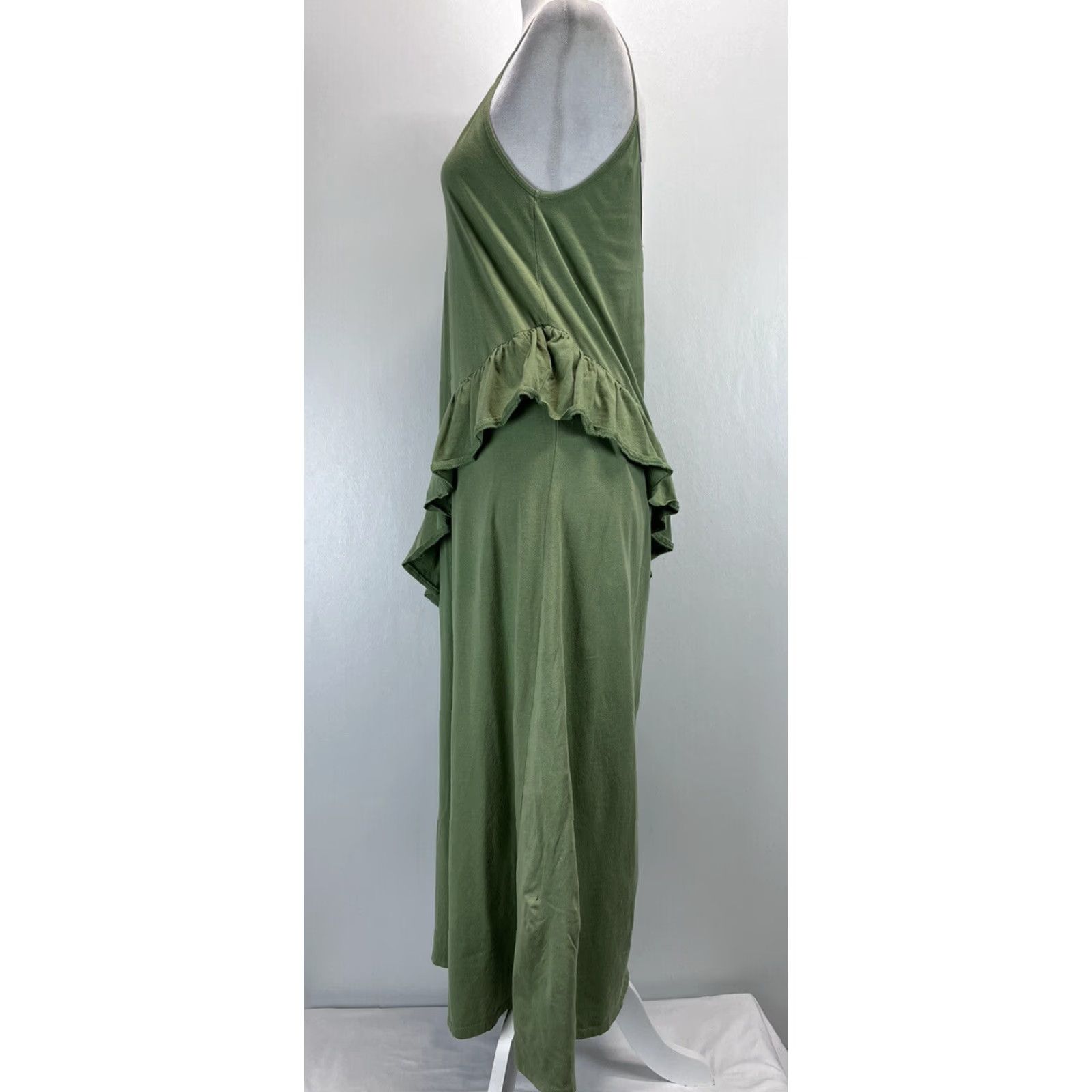 Zara Zara Ruffled Tank Midi Dress, Green, Adult Small, Women's Size S / US 4 / IT 40 - 2 Thumbnail