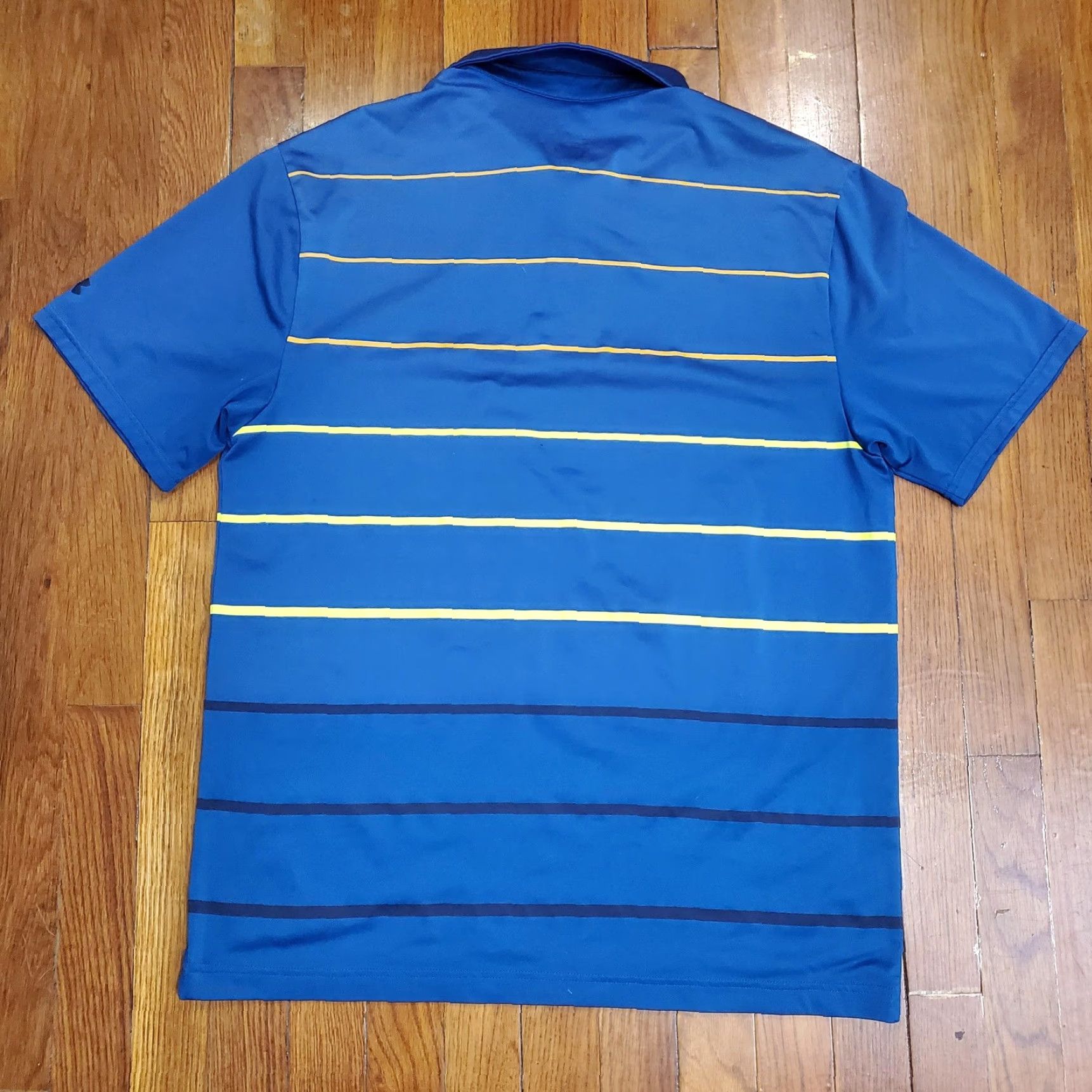 Under Armour VINTAGE Under Armour Playoff Polo Shirt Mens Large Blue Striped Golf Performance Stretch Size US L / EU 52-54 / 3 - 6 Thumbnail