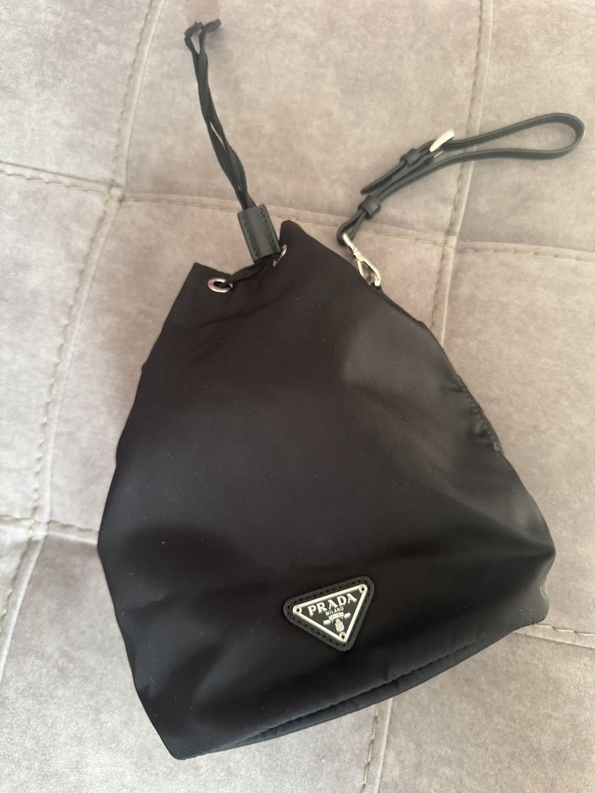 Prada Pouch Mini Bag See Real Tape Measurements In Photos in Black, Men's