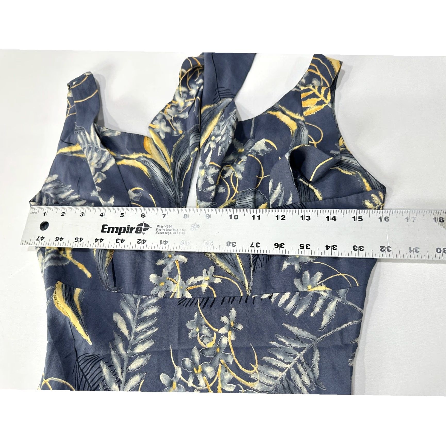 Vintage VINTAGE Trilogy Midi Dress Women 6 Gray Yellow Floral A-Line Sleeveless V-Neck Party Casual Business Seasonal Spring Summer Fall Winter Womens Size M / US 6-8 / IT 42-44 - 5 Thumbnail
