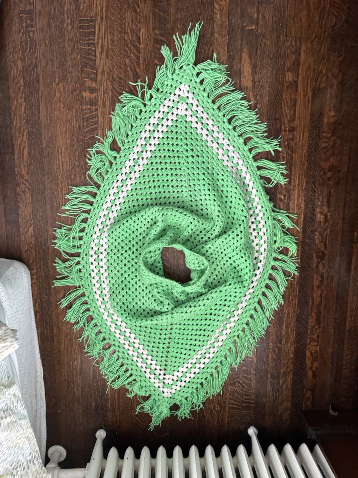 Vintage Vintage Crochet Knit Cape Shawl 1980s Handmade Sweater Green Size US M / EU 48-50 / 2 - 10 Thumbnail