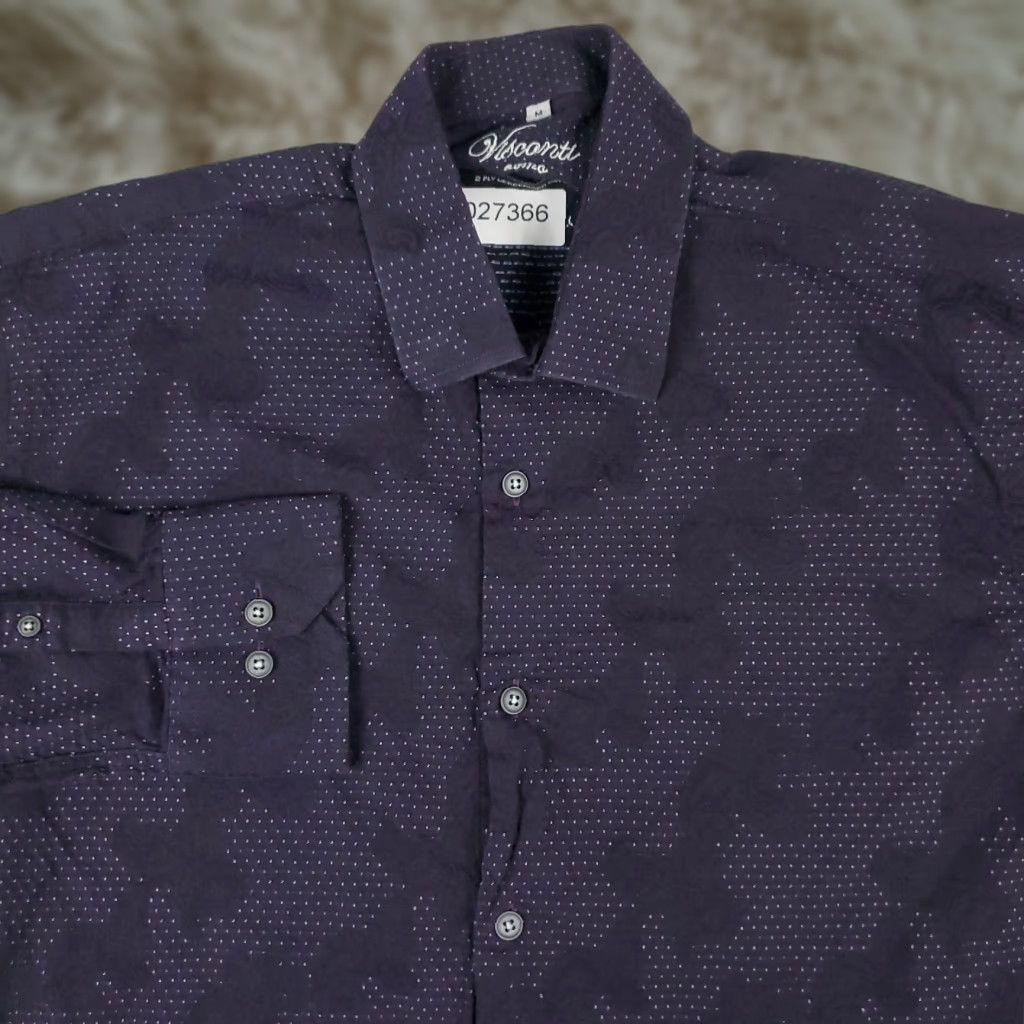 Luchiano Visconti Luchiano Visconti Button-Up Shirt Men's Medium Purple Geometric Casual Long Sleeve Size US M / EU 48-50 / 2 - 1 Thumbnail