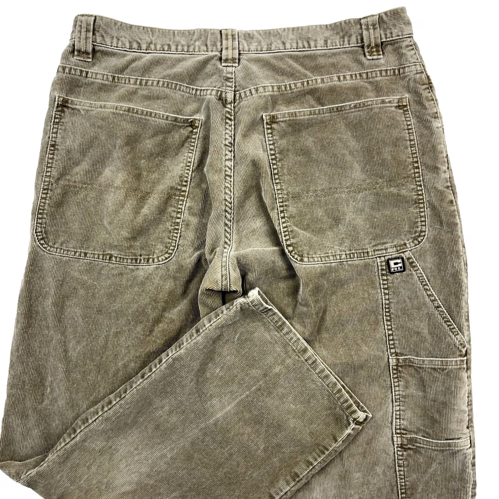 Tommy Hilfiger VINTAGE Chaps Ralph Lauren Pants Men 34x30 Olive Green Corduroy Carpenter Baggy Size US 34 / EU 50 - 2 Thumbnail