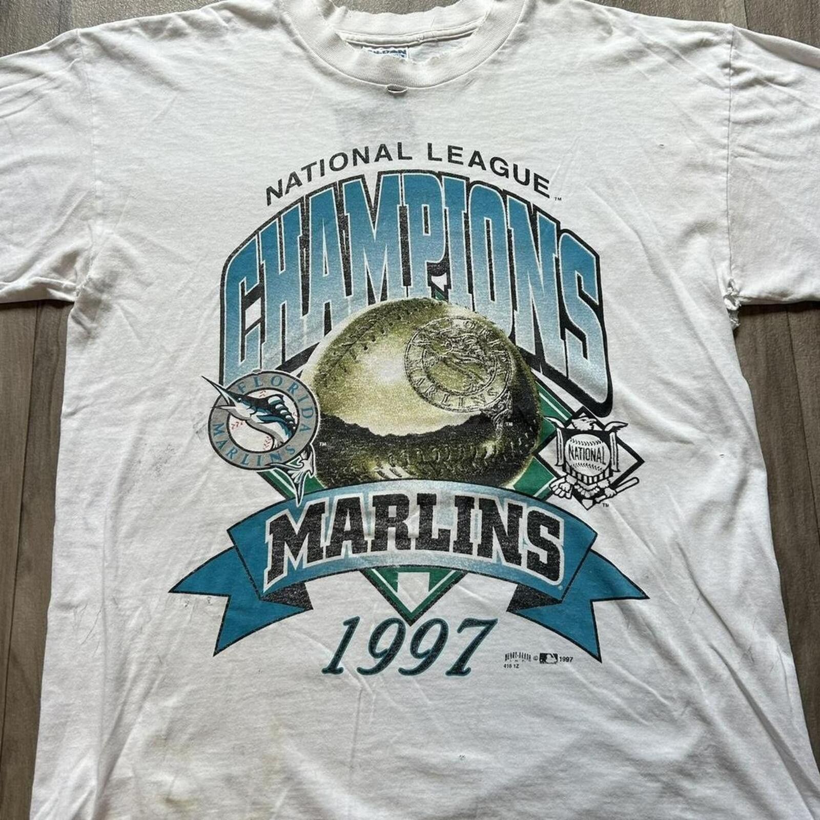 MLB Vintage Florida Marlins MLB 1997 Baseball t shirt L Size US L / EU 52-54 / 3 - 2 Thumbnail