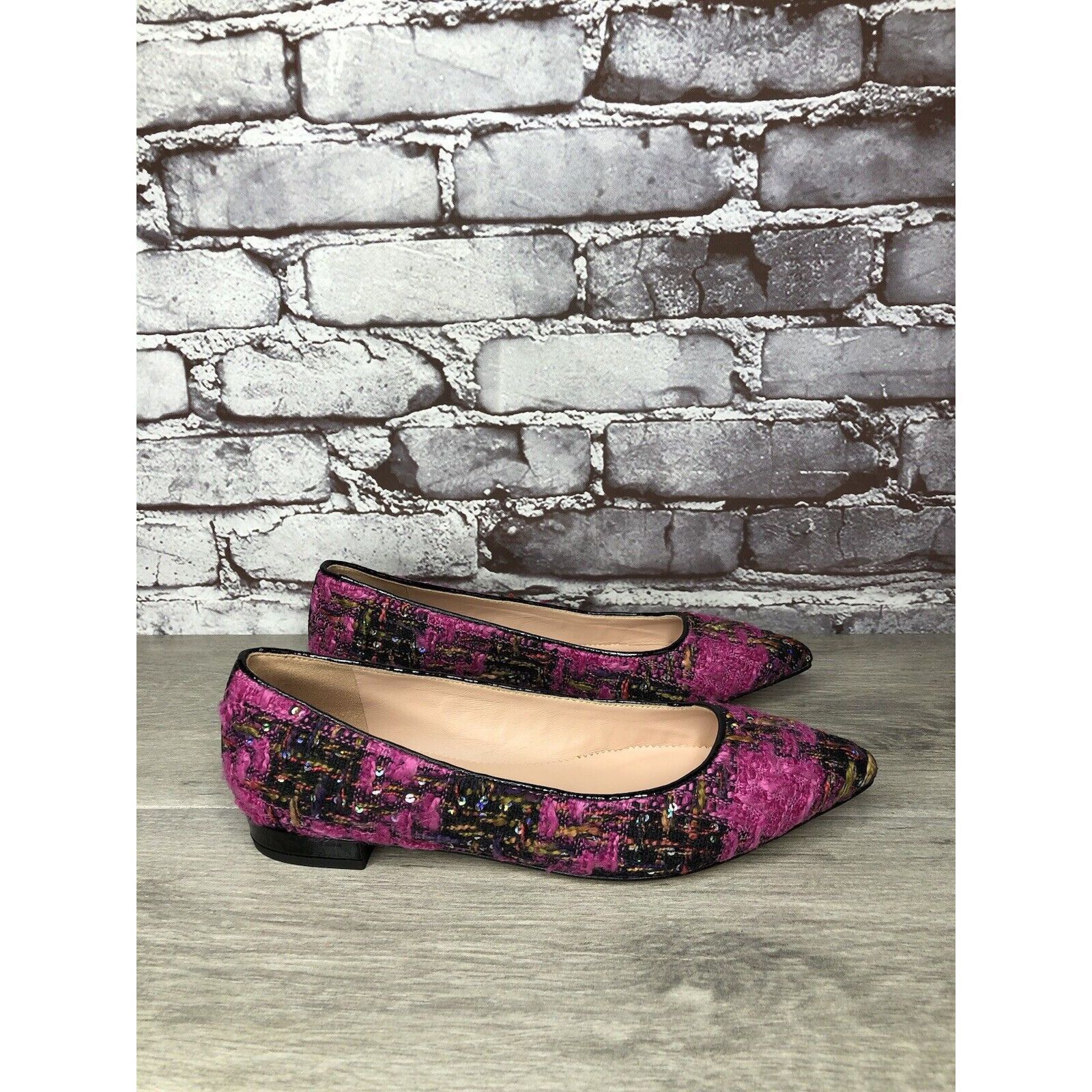 J.Crew J. Crew K2904 Pink Fresh Berry Tweed Pointed Toe Flats Women Size US 7 / IT 37 - 23 Thumbnail