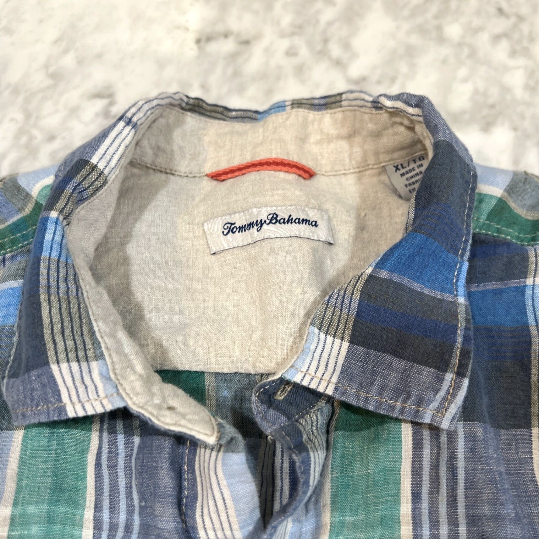 Tommy Bahama Tommy Bahama Linen Shirt Men’s XL Long Sleeve Button Up Blues Greens Plaid Beach Collared Shirt Mens XL Blue Green Linen Button-Up Size US XL / EU 56 / 4 - 4 Thumbnail