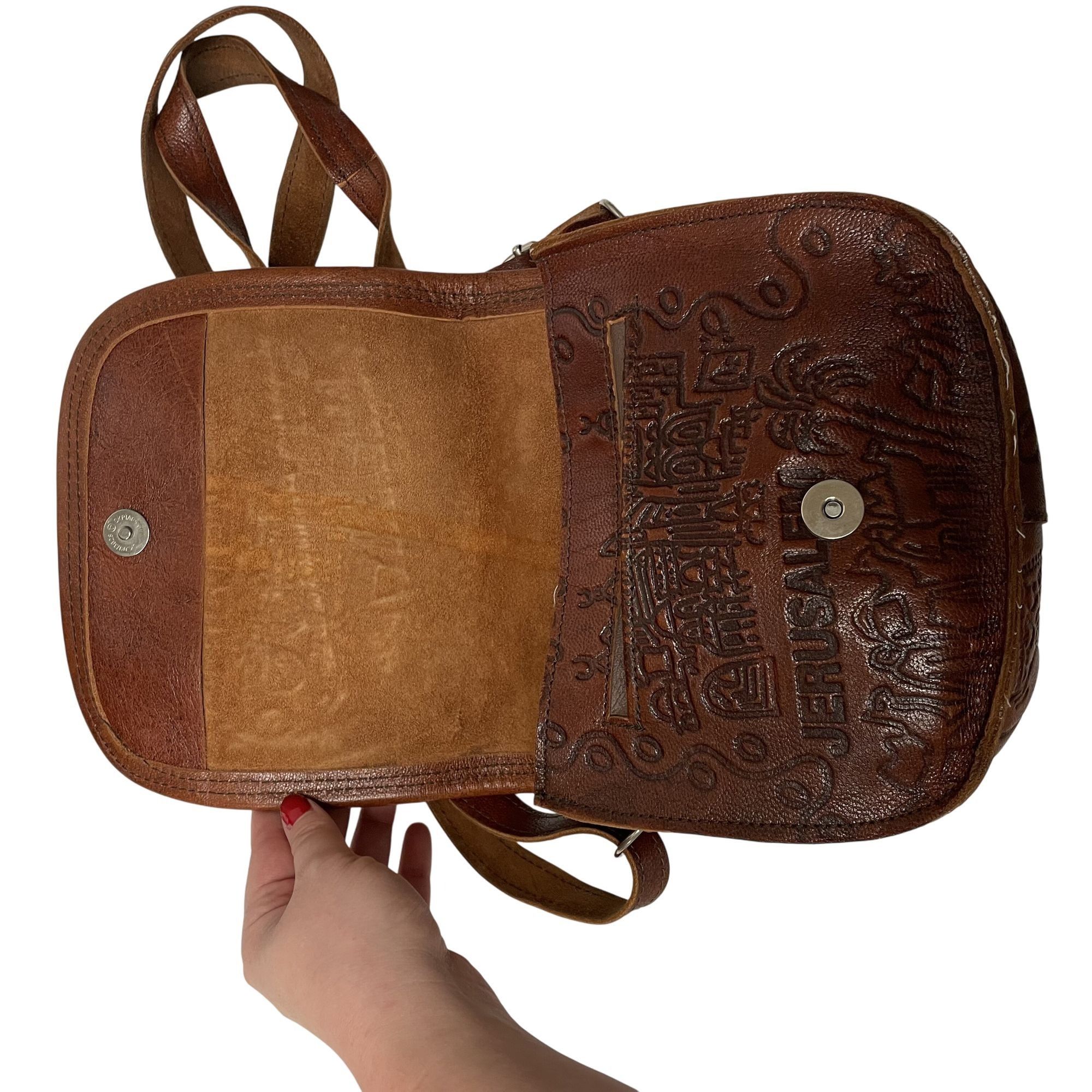 Other Vtg Israel Leather Hand Bag TOOLED City of JERUSALEM Purse Size ONE SIZE - 8 Thumbnail