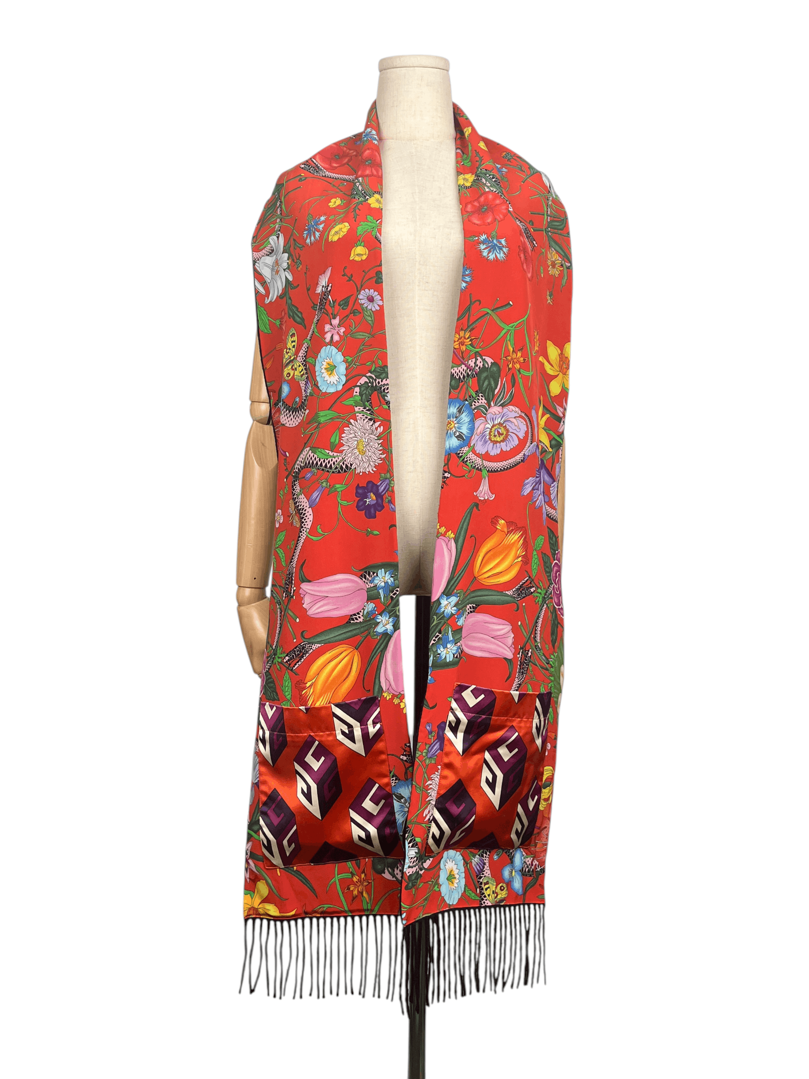 Gucci Gucci Black Cashmere Colourful Print 2-Way Silk Scarf Size ONE SIZE - 1 Thumbnail
