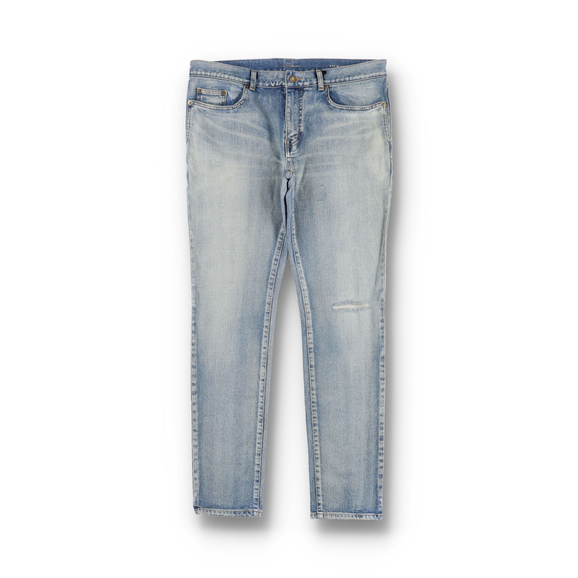 Saint Laurent Paris Santa Monica Blue Knee Rip Skinny Jeans Size US 34 / EU 50 - 1 Thumbnail