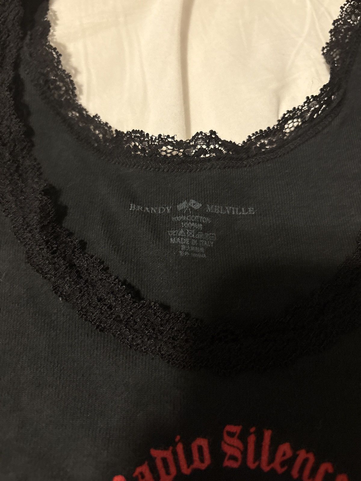 Brandy Melville Brandy Melville Radio Silence Black and Red Tank Top Size ONE SIZE - 2 Thumbnail
