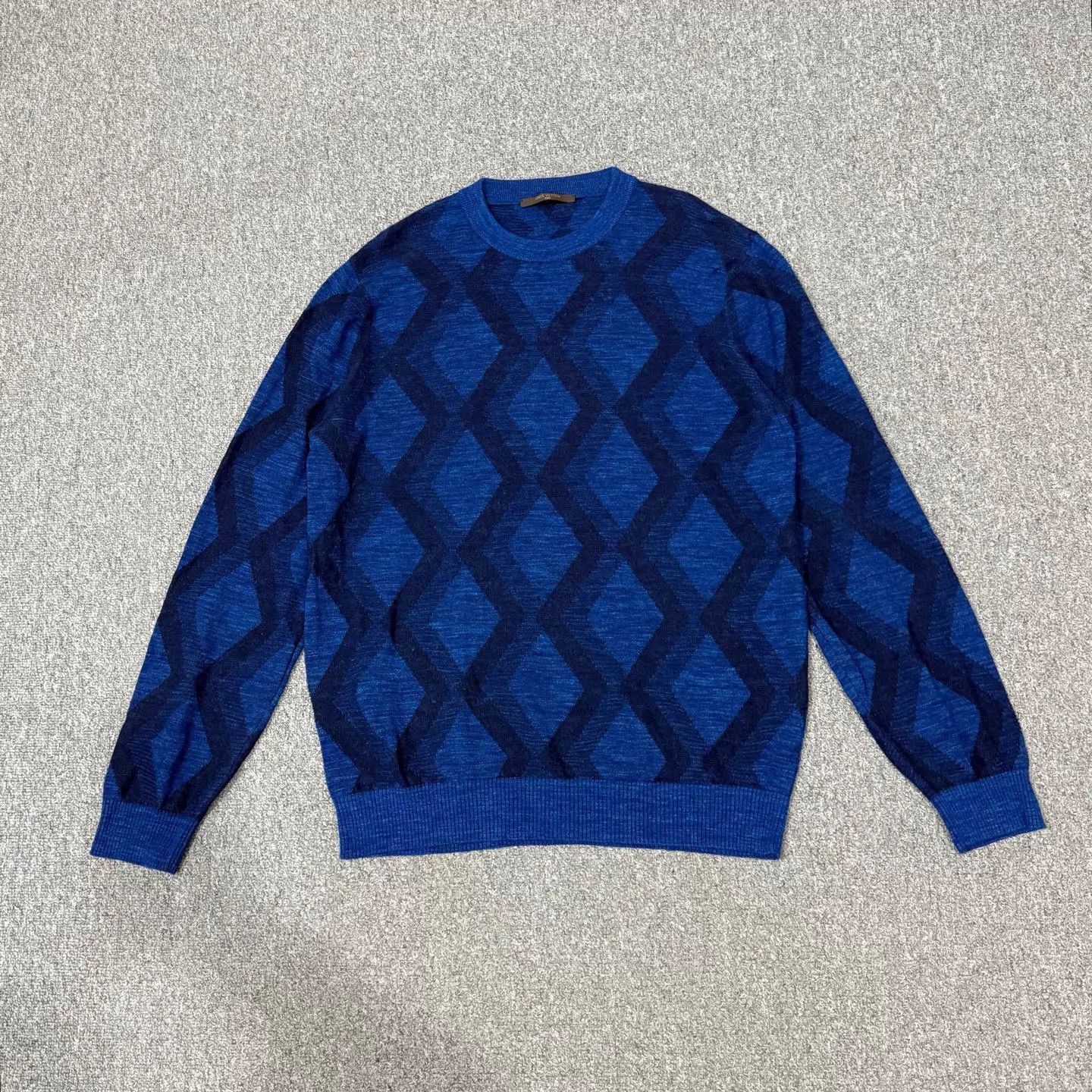 Louis Vuitton LV blue wool check long sleeve XL 99 new Size XL / US 12-14 / IT 48-50 - 1 Thumbnail