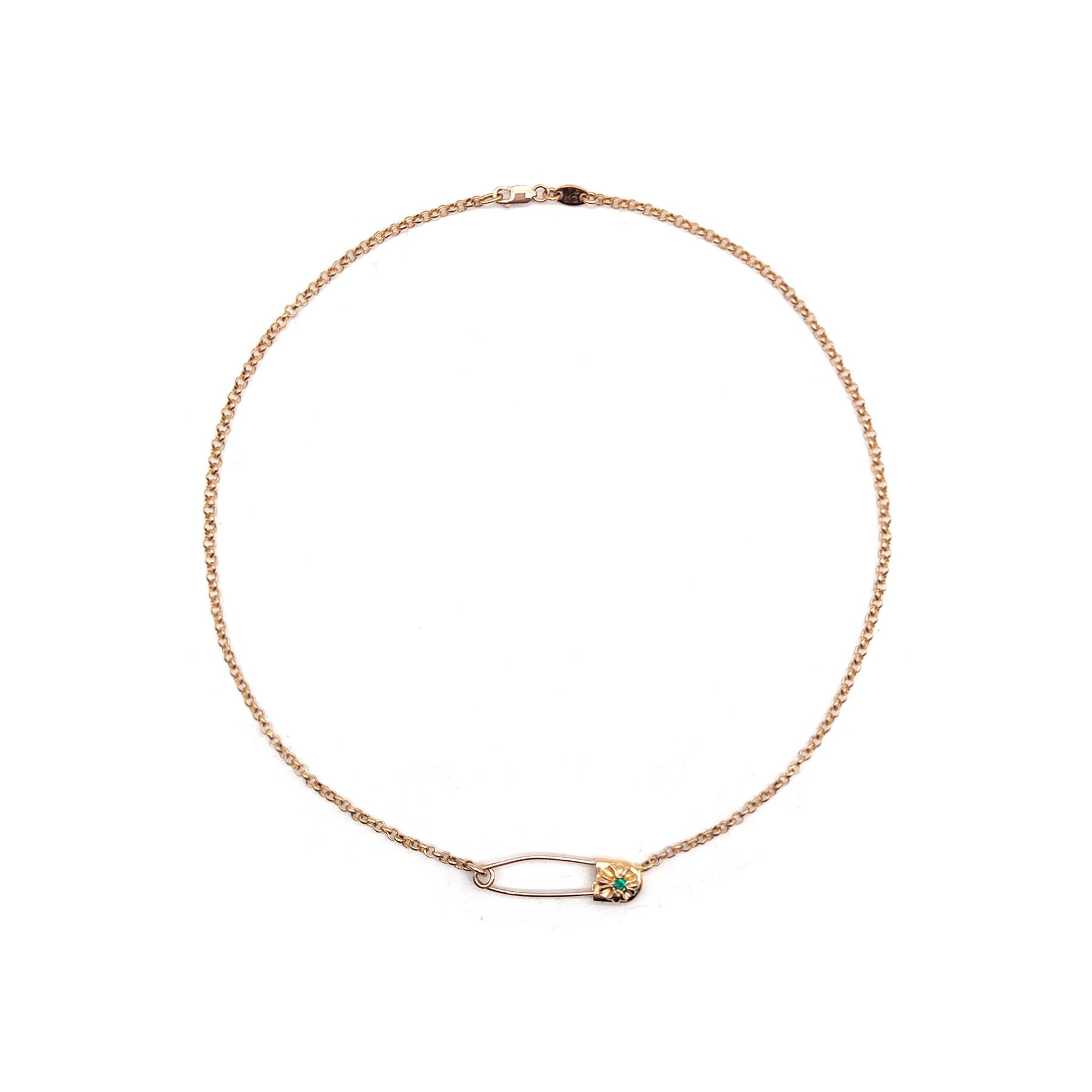 Chrome Hearts Chrome Hearts 22k Gold Emerald Pin Roll Chain Necklace Size ONE SIZE - 1 Thumbnail