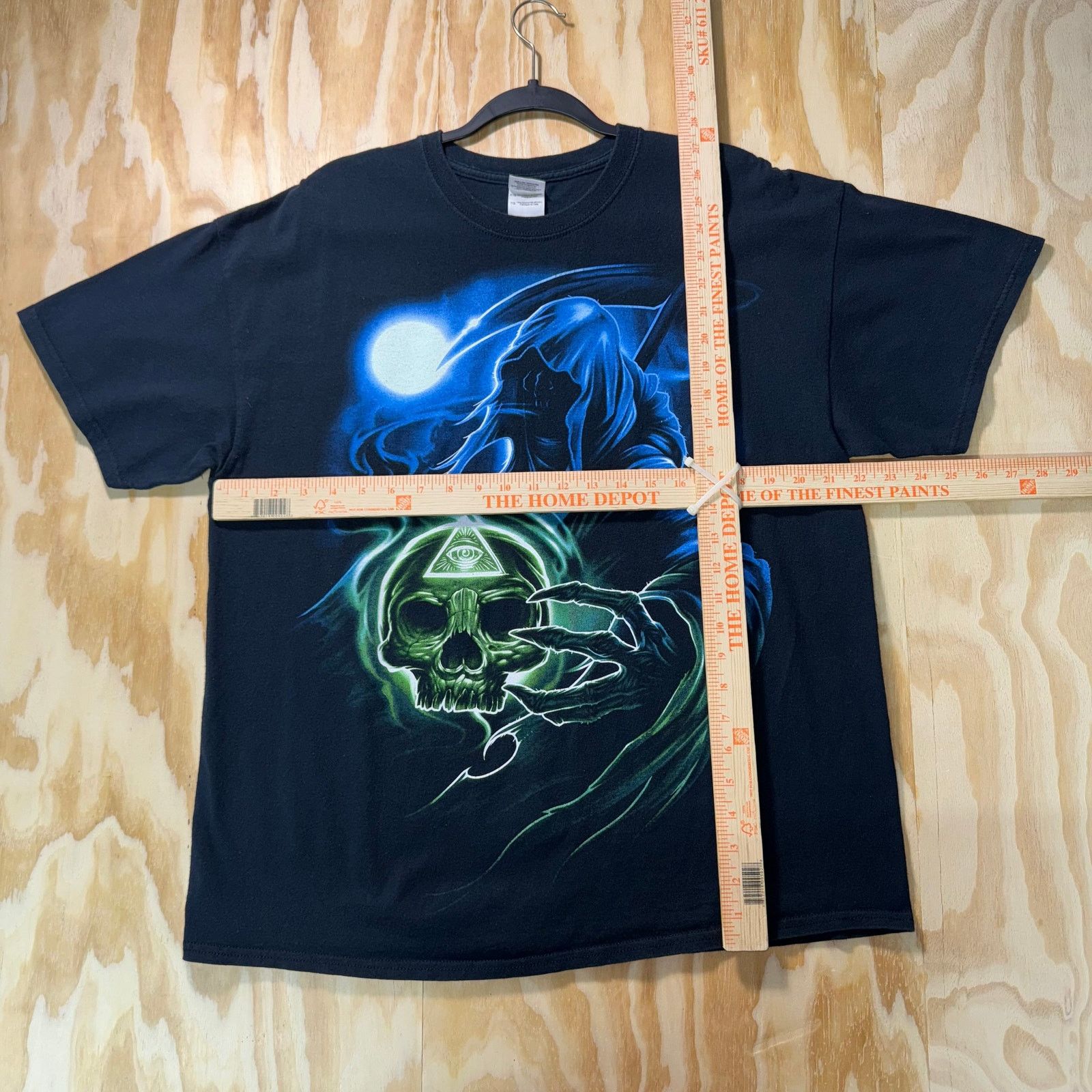 Gildan Vintage Y2K grunge moon grim Reaper scythe 2000s skull shirt Size US XL / EU 56 / 4 - 3 Thumbnail