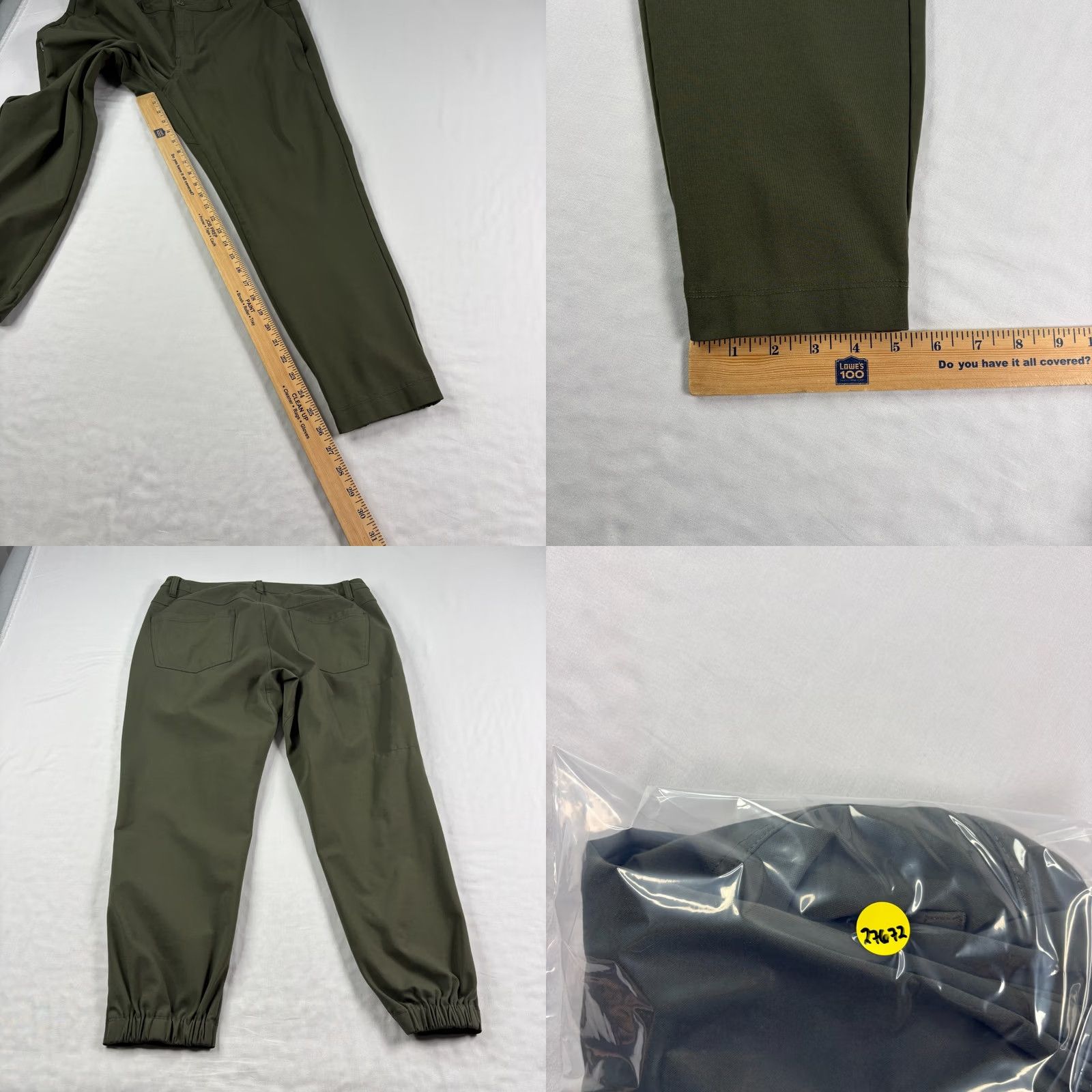 Vintage BYLT Everyday Jogger Pants Mens 36 Green Tapered Stretch Athleisure Slim Front Zip Pants W34 L27 Casual Shoes? Size US 36 / EU 52 - 8 Thumbnail