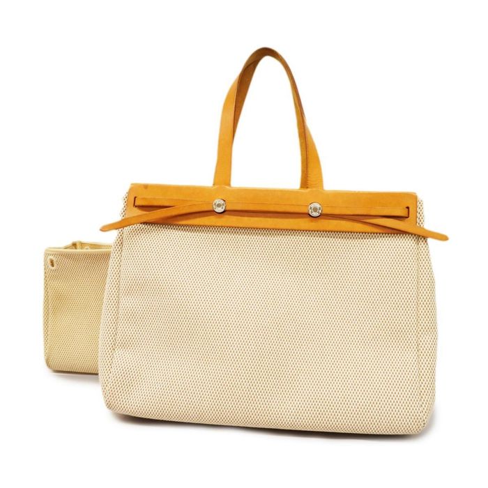 Hermes Hermes Handbag Ale Bag Cabas GM G Stamp Toile Natural Silver