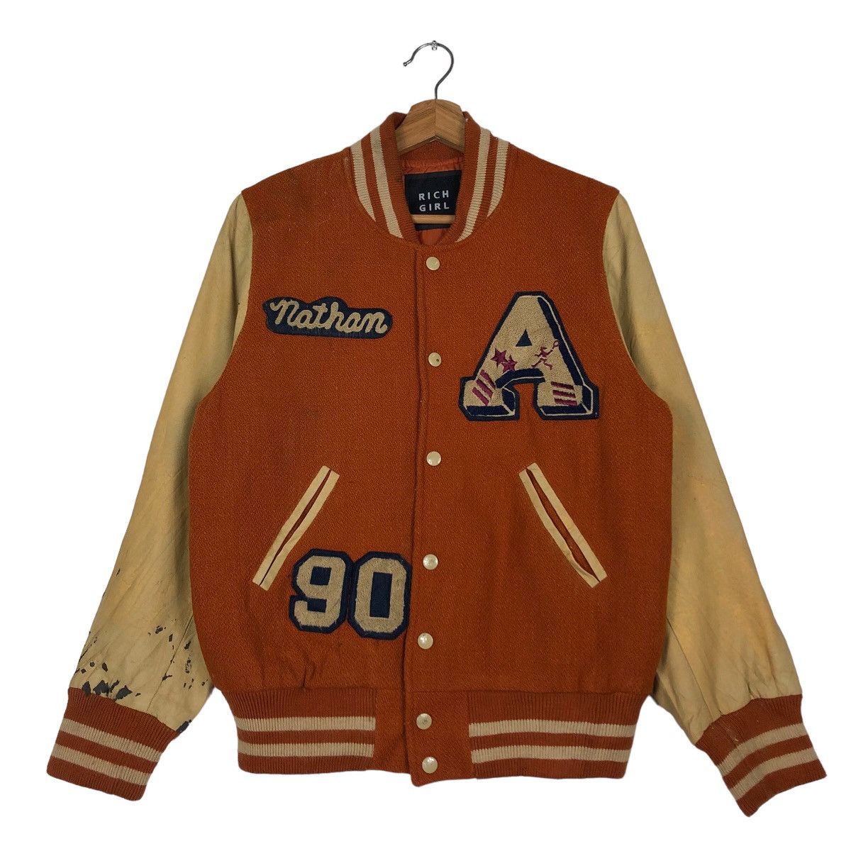 Japanese Brand Vtg Varsity Jacket Leather Rich Girl Japan Hysteric Glamour Size US M / EU 48-50 / 2 - 1 Thumbnail