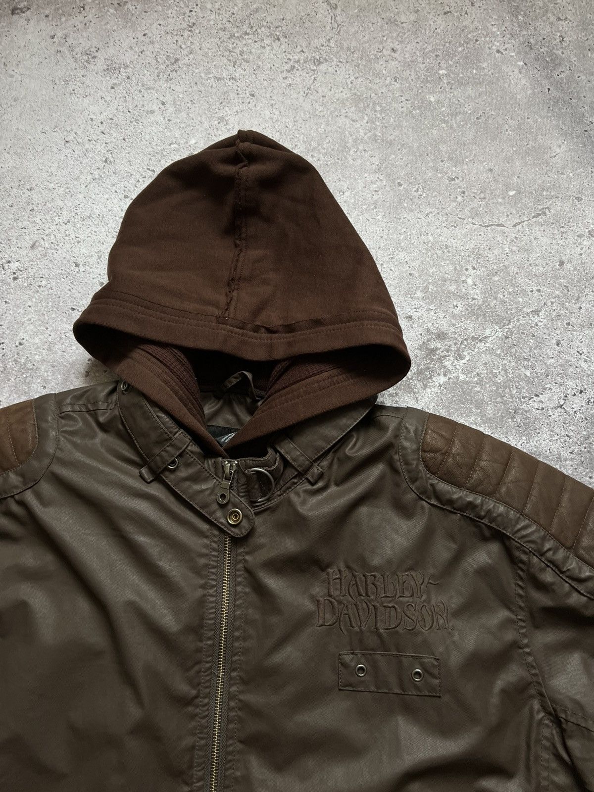 Harley Davidson × Vintage Harley Davidson Hooded Jacket Brown Size US XL / EU 56 / 4 - 5 Thumbnail