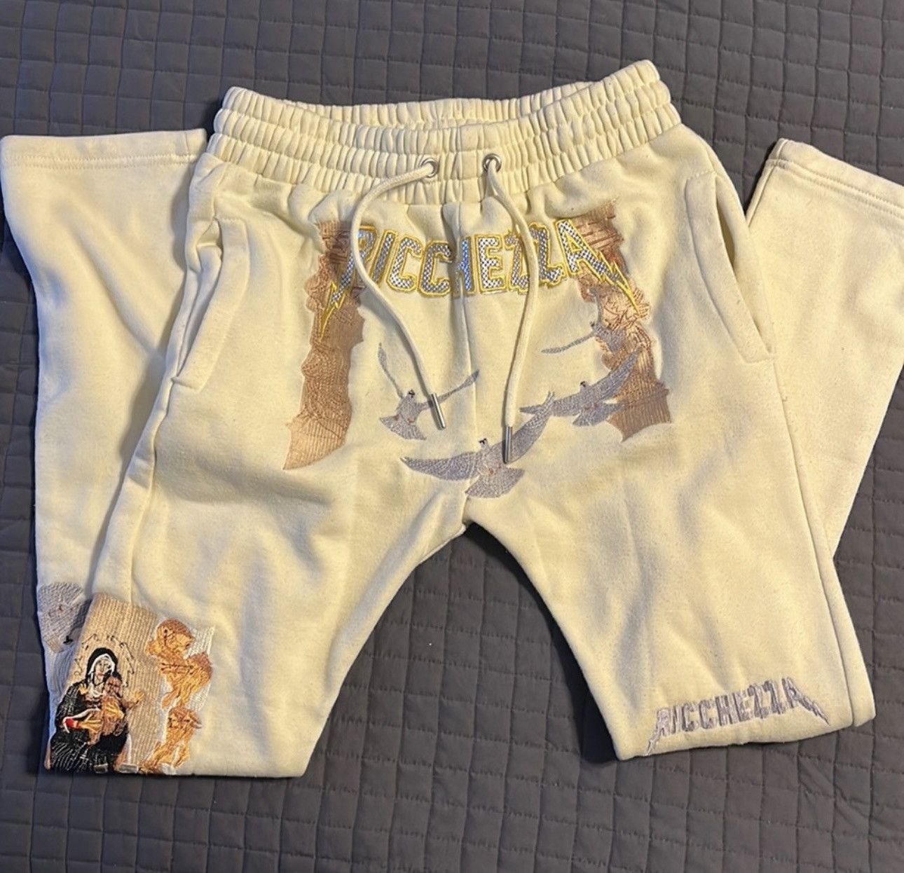 image of Richezza “Only A Few Of Us Are Chosen” Sweatpants Size S in Beige, Men's