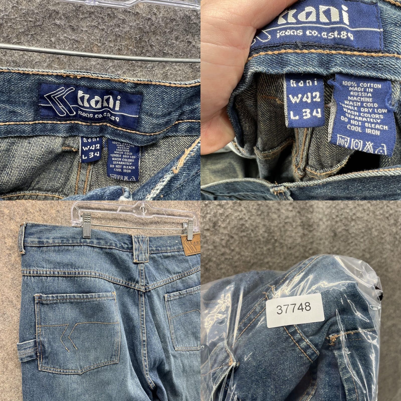 Denime VINTAGE Kani Jeans Mens 42x34 Blue Carpenter Loose Baggy Denim Workwear 90s Y2K Size US 42 / EU 58 - 8 Thumbnail