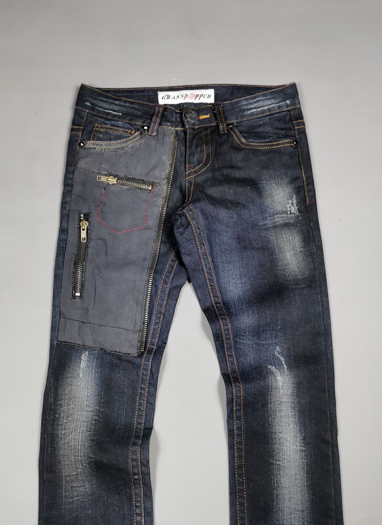 Le Grande Bleu (L.G.B.) Grasshopper Patch Zipper Pocket Skinny Jeans Size US 28 / EU 44 - 2 Thumbnail