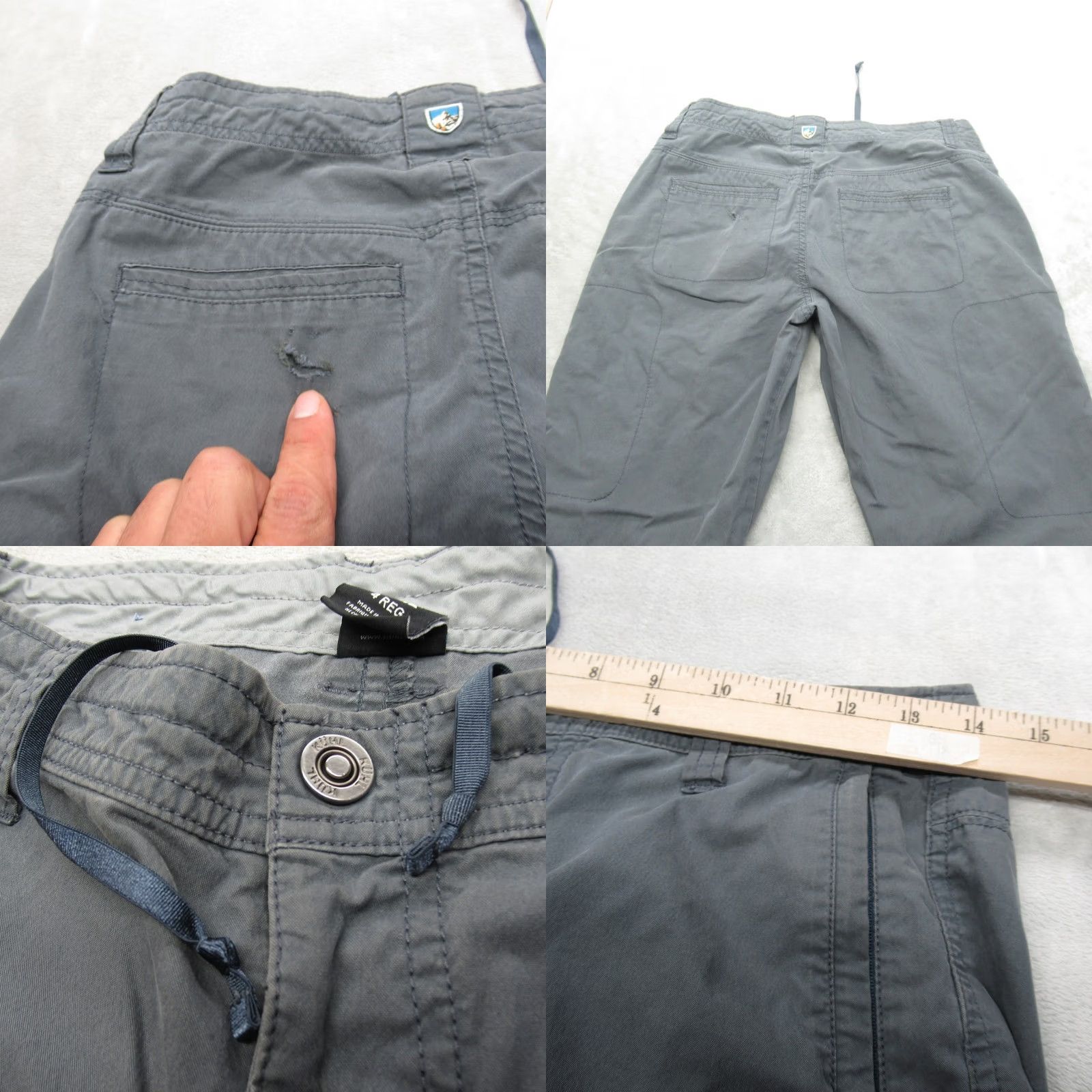 Vintage KÜHL Pants Womens 4 Reg Gray Drawstring Waist Spire Roll Up Hiking 28x31 Khakis Casual Outdoor Mens, Womens, Girls, Boys Size 27" / US 4 / IT 40 - 8 Thumbnail