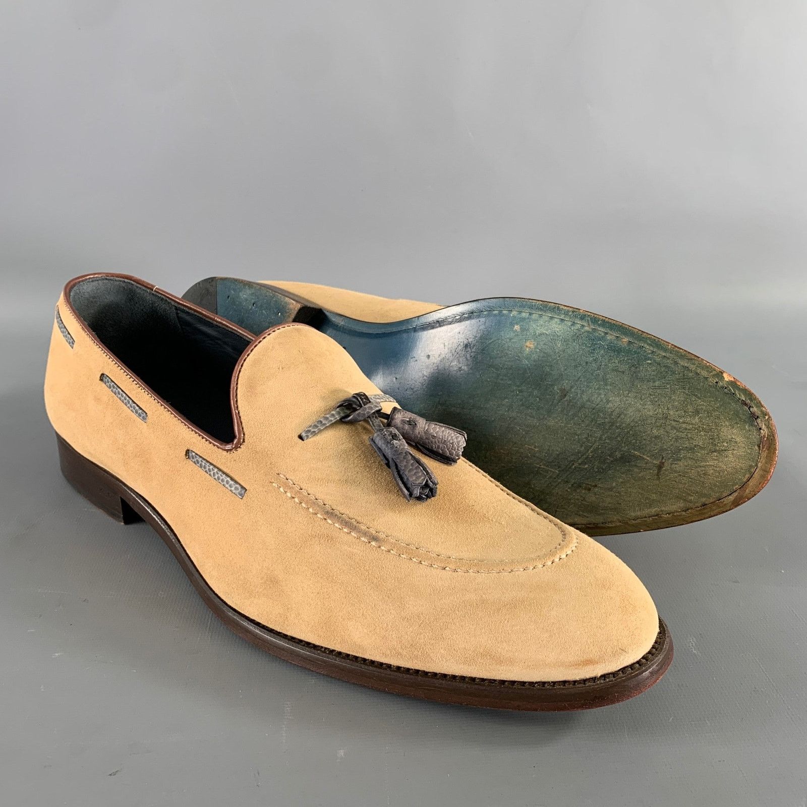 Other KLEIN EPSTEIN & PARKER 13.5 Khaki Suede Tassels Loafers Size US 13 / EU 46 - 5 Thumbnail