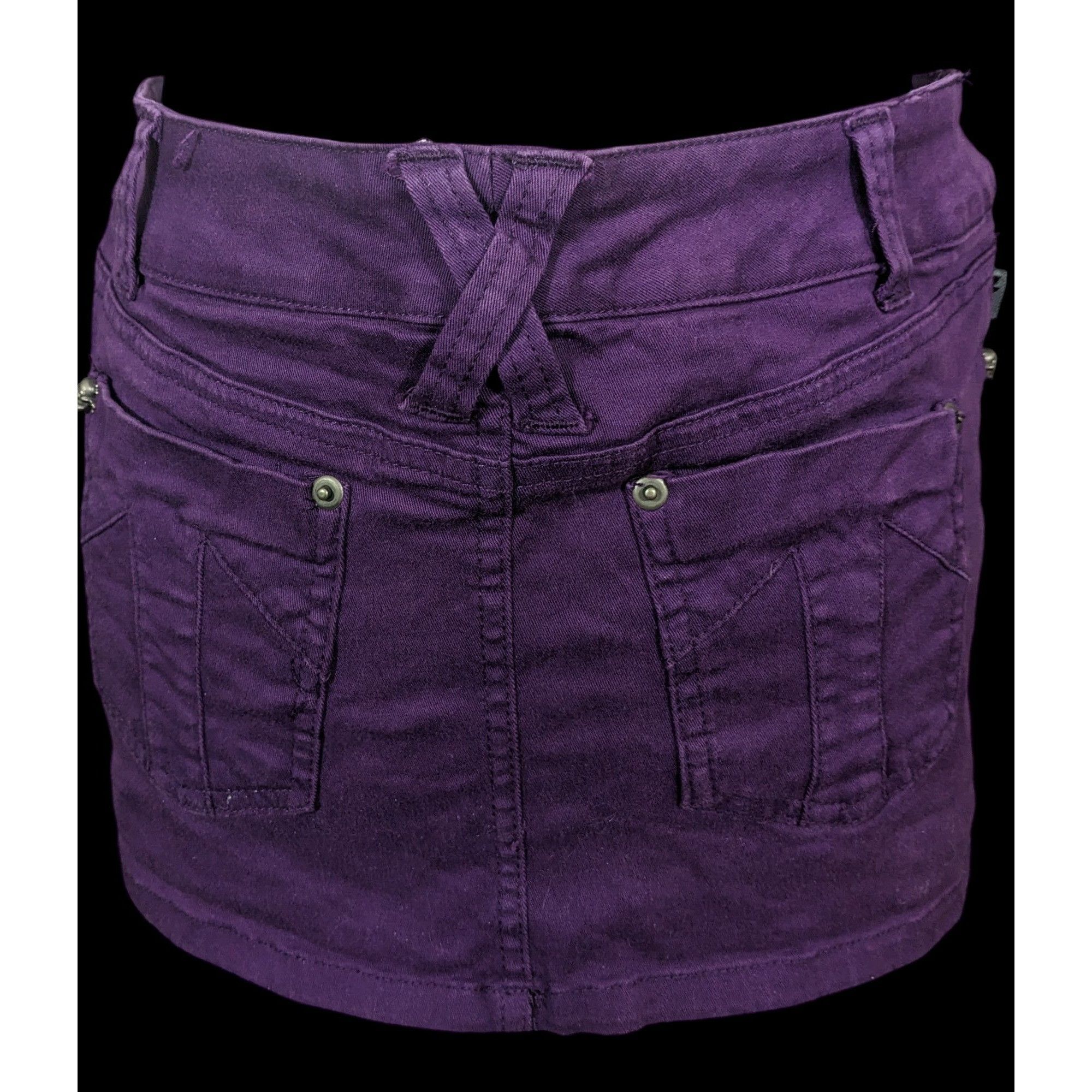 Tripp NYC Gothic Punk Tripp NYC Purple Denim Mini Skirt Size 31" - 3 Thumbnail