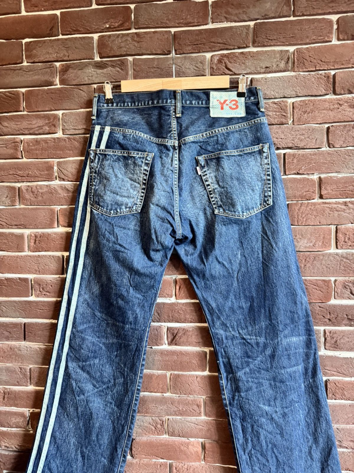 Y-3 Y-3 'SS/2004' RUNWAY 3-Stripe LOGO Blue Denim JEANS Sz 34 Size US 34 / EU 50 - 15 Thumbnail
