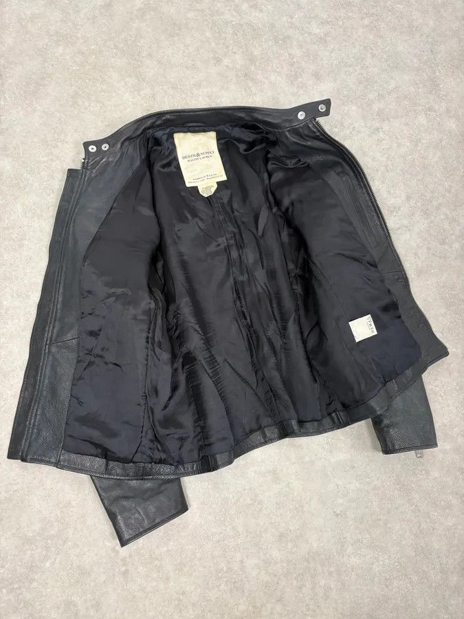 Polo Ralph Lauren 2010s Ralph Lauren Black Buffalo Leather American Flag Biker Jacket Size US M / EU 48-50 / 2 - 7 Thumbnail
