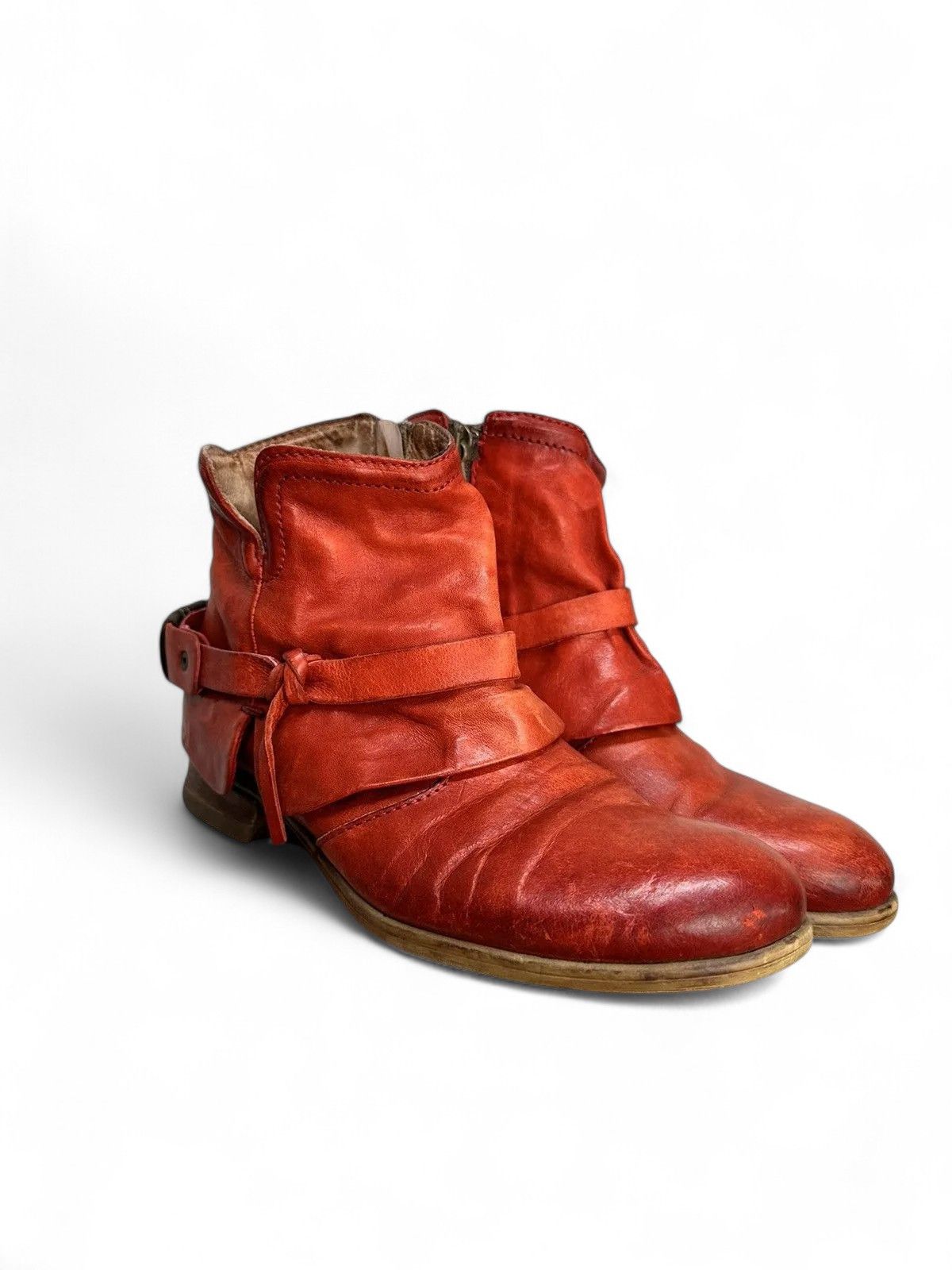 14th Addiction Prima Red Vintage Leather Boots Retro Streetwear Style Size US 9 / IT 39 - 2 Thumbnail