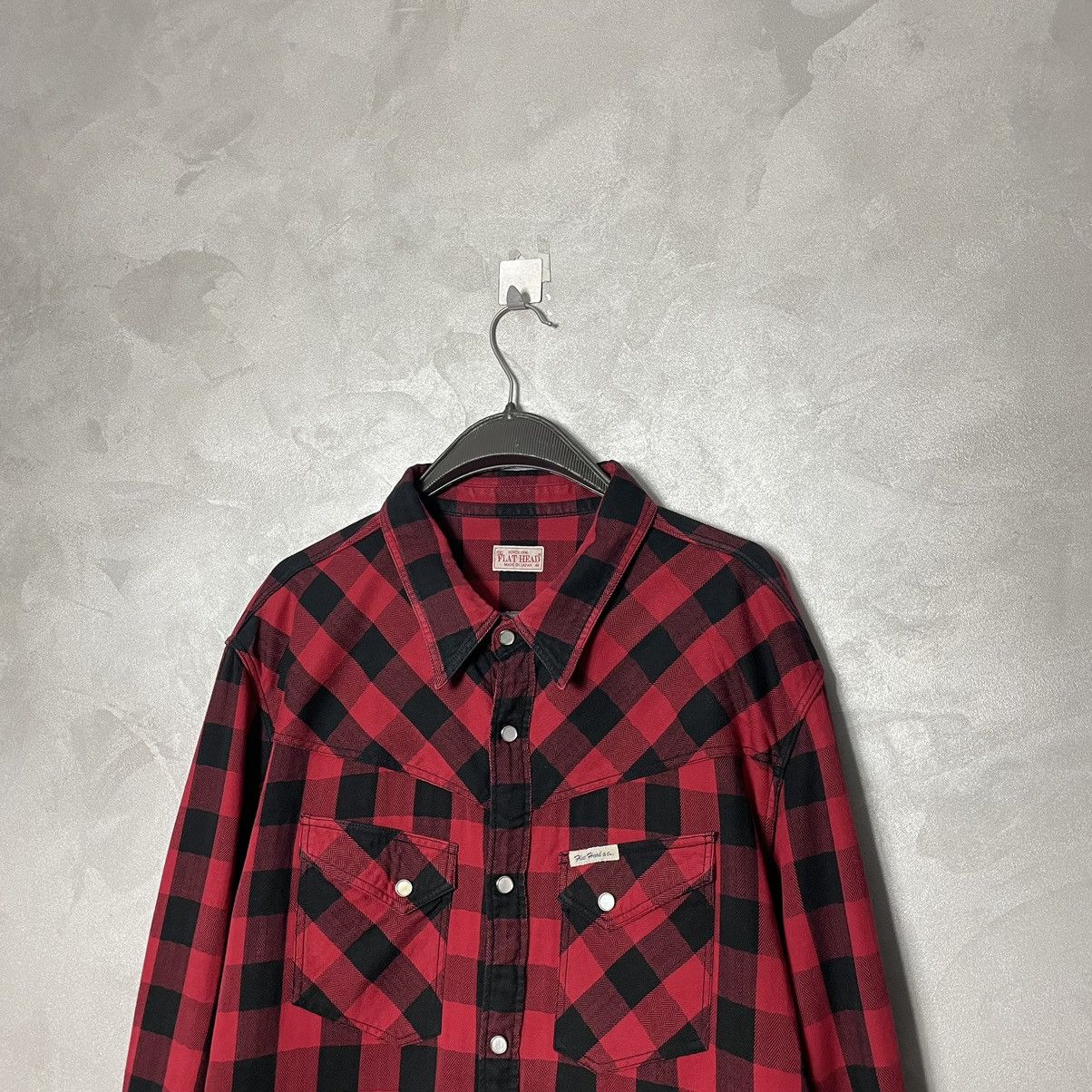 The Flat Head The Flat Head Ombré Check Western Shirt Black/Red Size US L / EU 52-54 / 3 - 3 Thumbnail