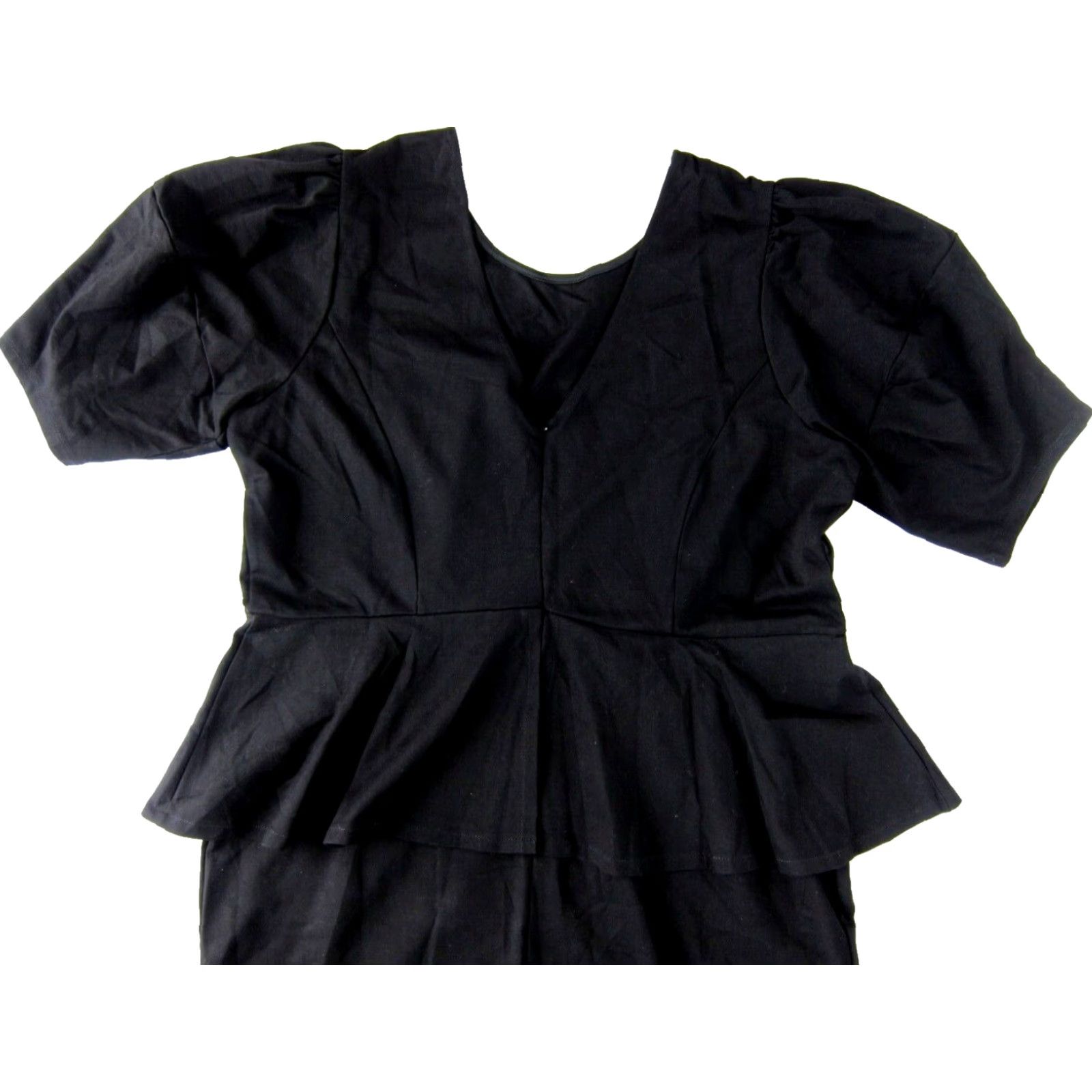 Vintage VINTAGE ELOQUII Black Jersey Stretch Short Sleeve Midi Fit Flare Skirt Dress Woman 20 Size XXL / US 16-18 / IT 52-54 - 5 Thumbnail