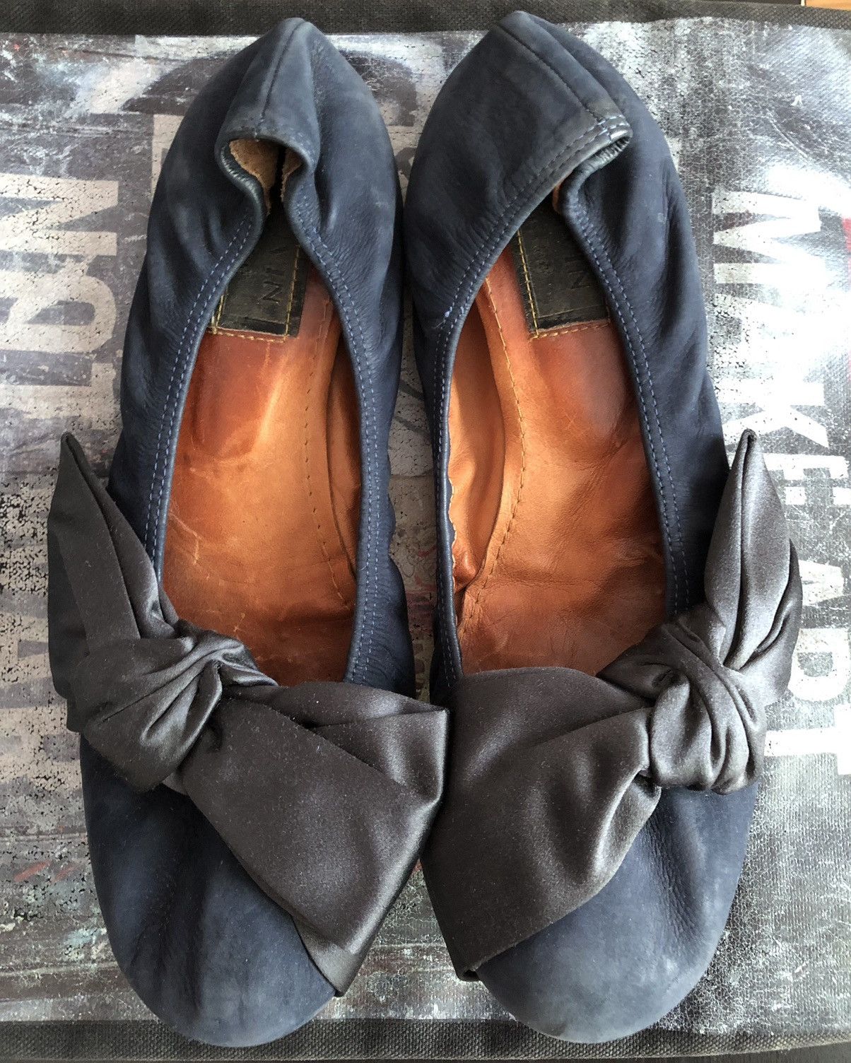 Hiver 2008 Suede Satin Bow Ballet Flats