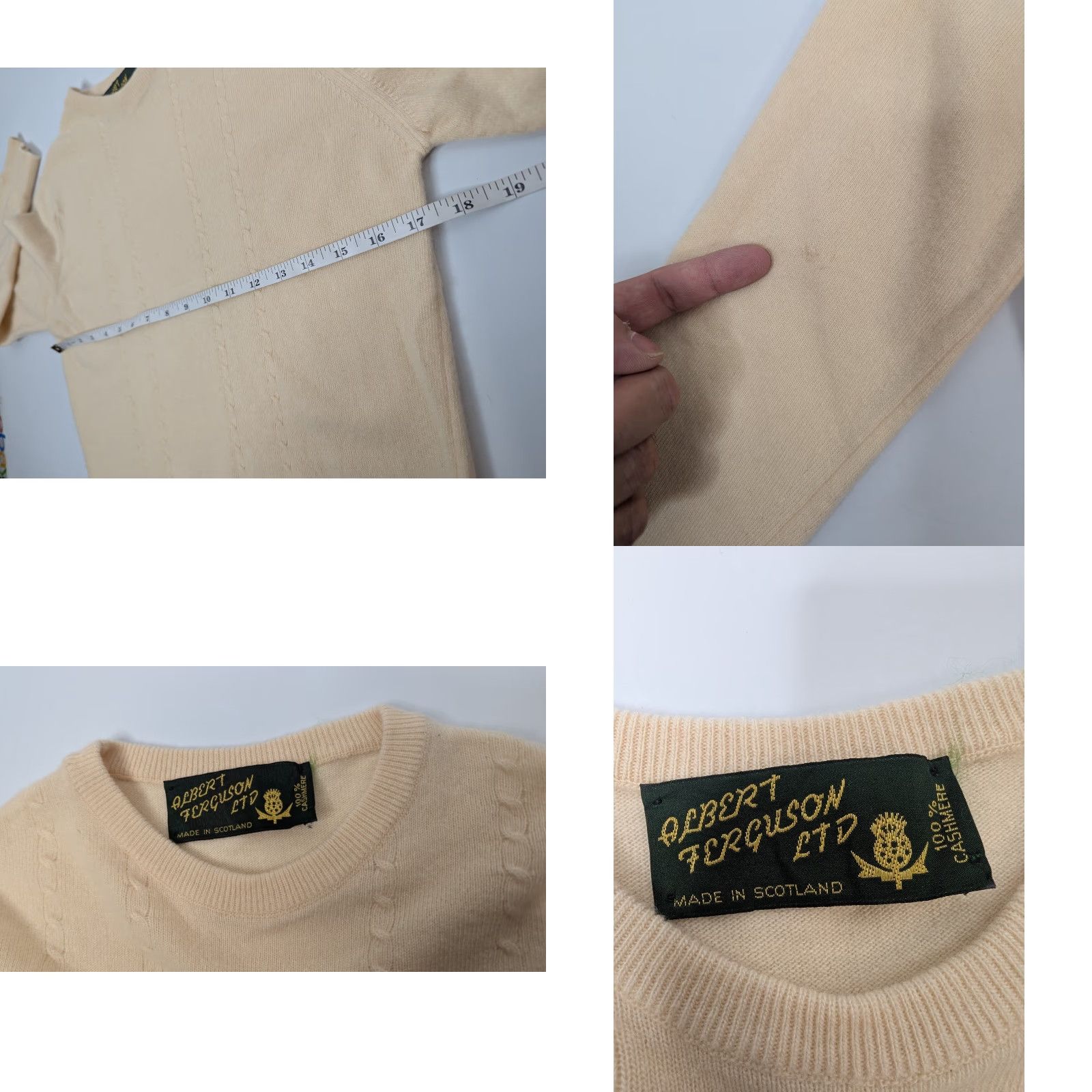 Vintage Albert Ferguson LTD 100% Pure Cashmere Rib Sweater Pullover Beige Unisex Adults One Size Long Sleeve Hand Wash Only Scotland Size ONE SIZE - 8 Thumbnail