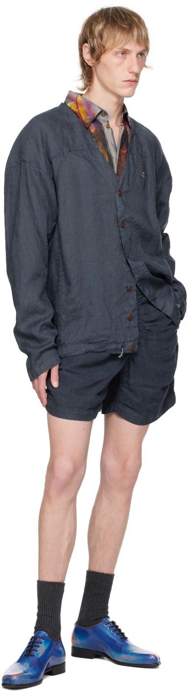 Vivienne Westwood o1y0525 Linen Shirt in Midnight Blue Size US S / EU 44-46 / 1 - 4 Thumbnail