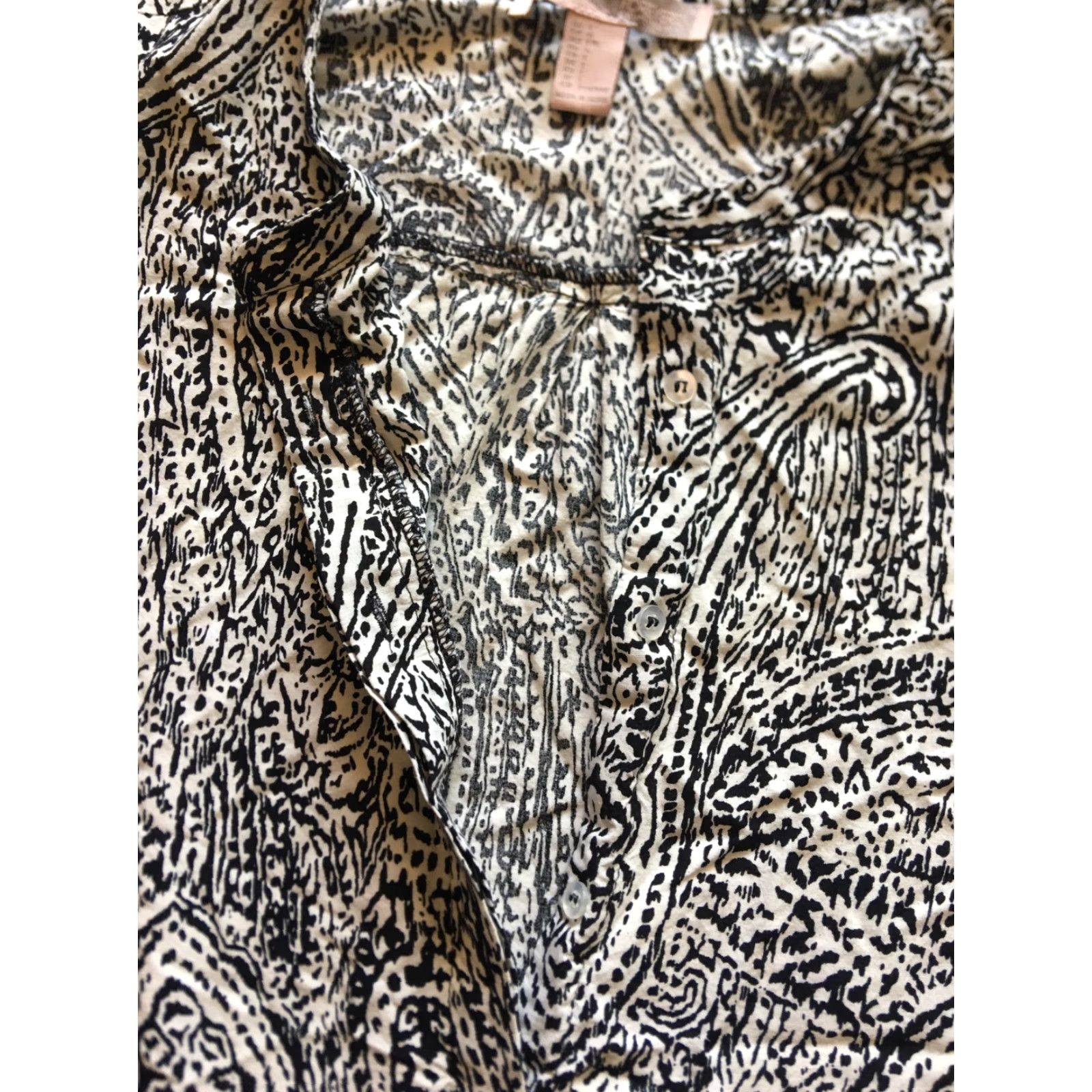 Forever 21 FOREVER 21 Shirt Dress Tunic / B7 / Ivory Black Animal Print / Button-Up / Collared / Sleeveless Long Shirt Dress / L / Women Size L / US 10 / IT 46 - 5 Thumbnail