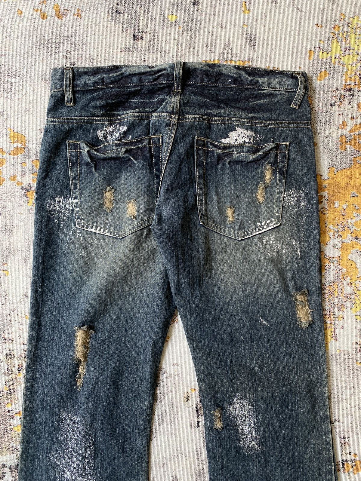 Japanese Brand Back Rush Distressed Splatter Design Flare Denim Size US 32 / EU 48 - 11 Thumbnail