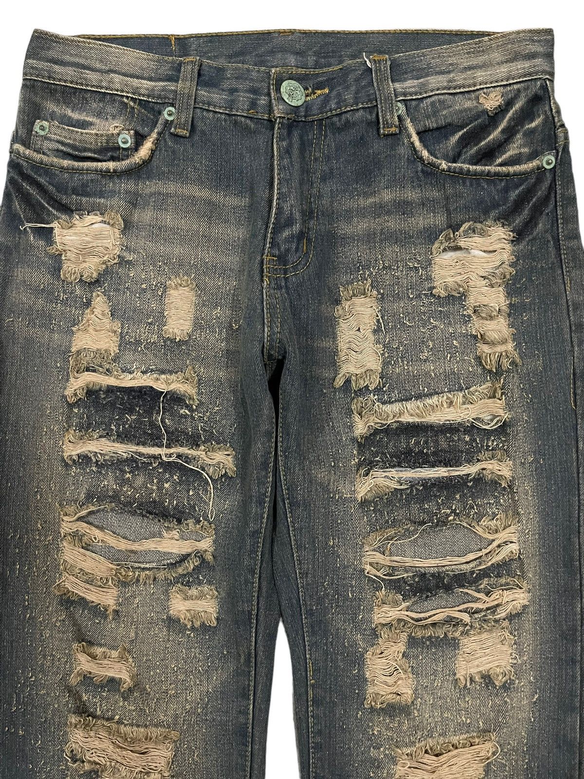 If Six Was Nine Vintage Japanese Brand Mud Wash Style Distressed Jeans Size US 30 / EU 46 - 3 Thumbnail