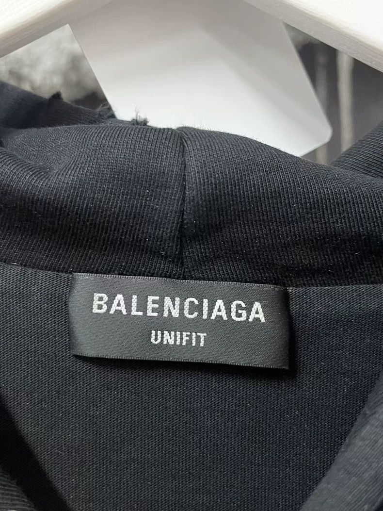 Balenciaga Balenciaga Black ripped logo hoodie Size US S / EU 44-46 / 1 - 7 Thumbnail
