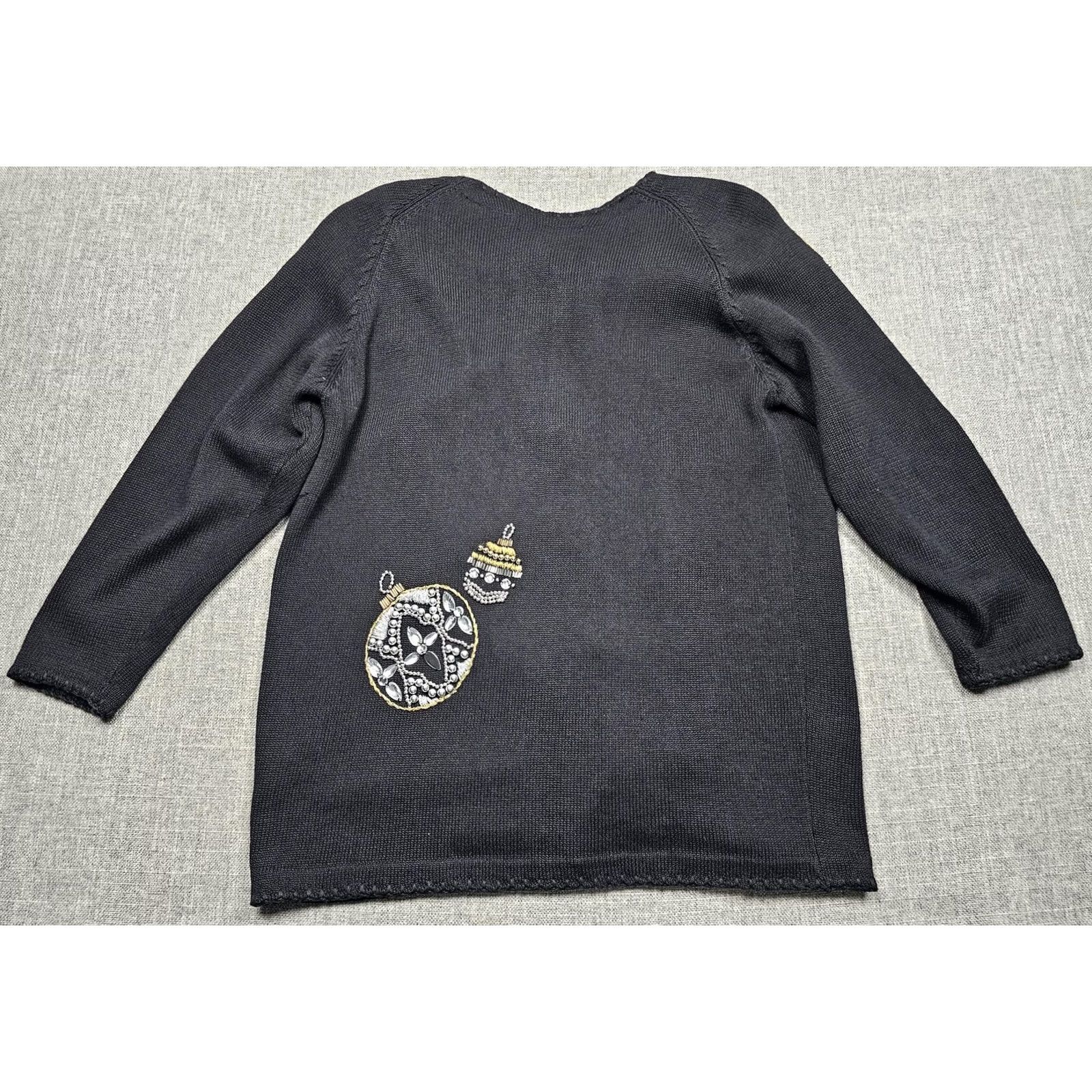 Vintage Michael Simon Cardigan Sweater Womens 2 Black Christmas Ornaments 90s, Women's (Size Xs) — image 2 of 6