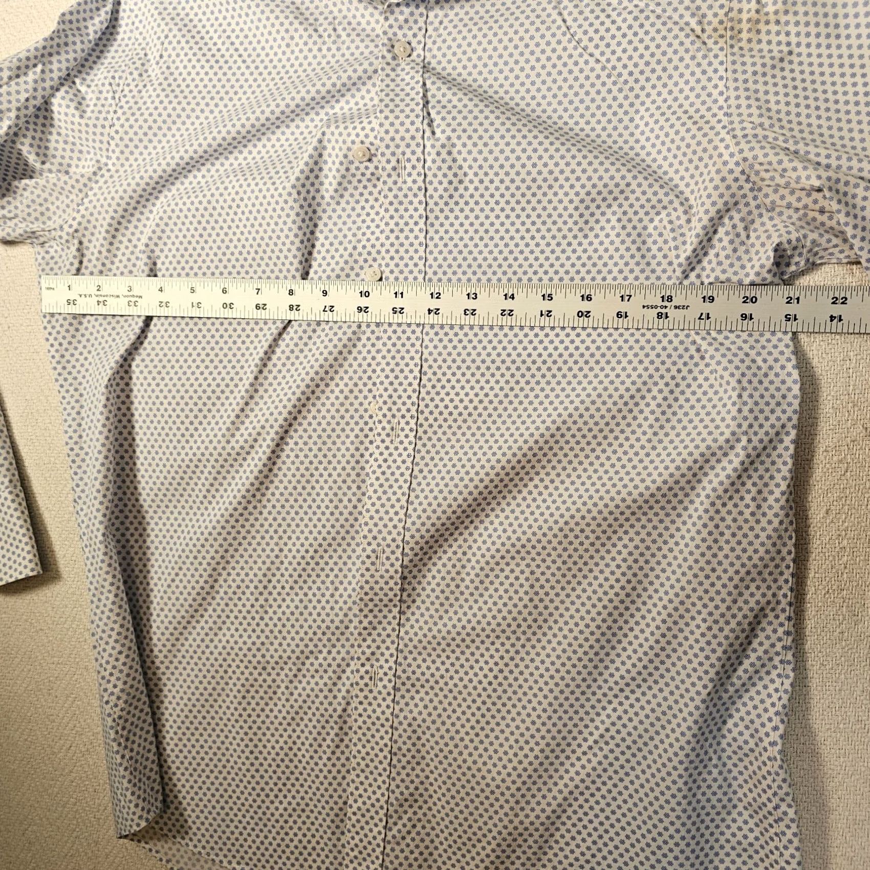 Psycho Bunny Psycho Bunny Button-Up Shirt Men 16 Blue Geometric Modern Stretch / Casual Formal Party/Cocktail Travel Wedding Mens Button-Up Shirt Size 42R - 7 Thumbnail