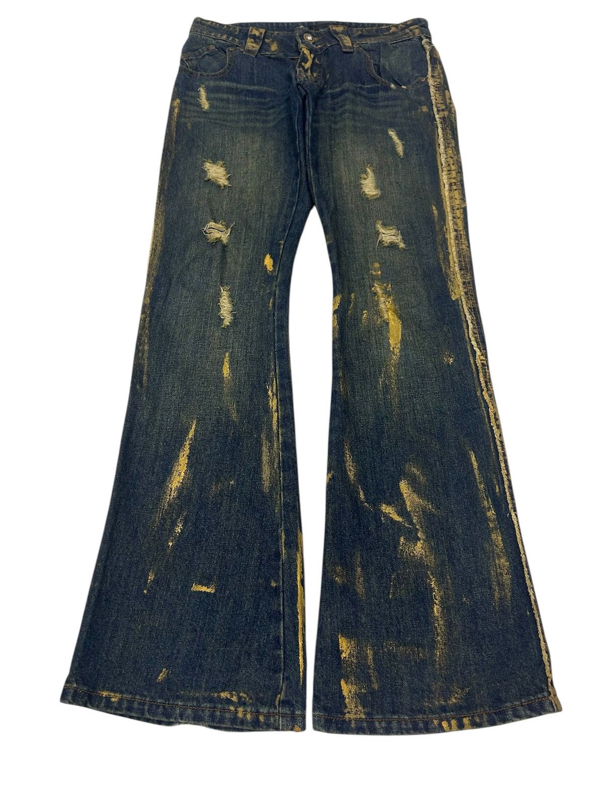 Japanese Brand × Vintage Vintage Japanese WEAR JEANS Painted Flare Denim Size US 32 / EU 48 - 1 Thumbnail