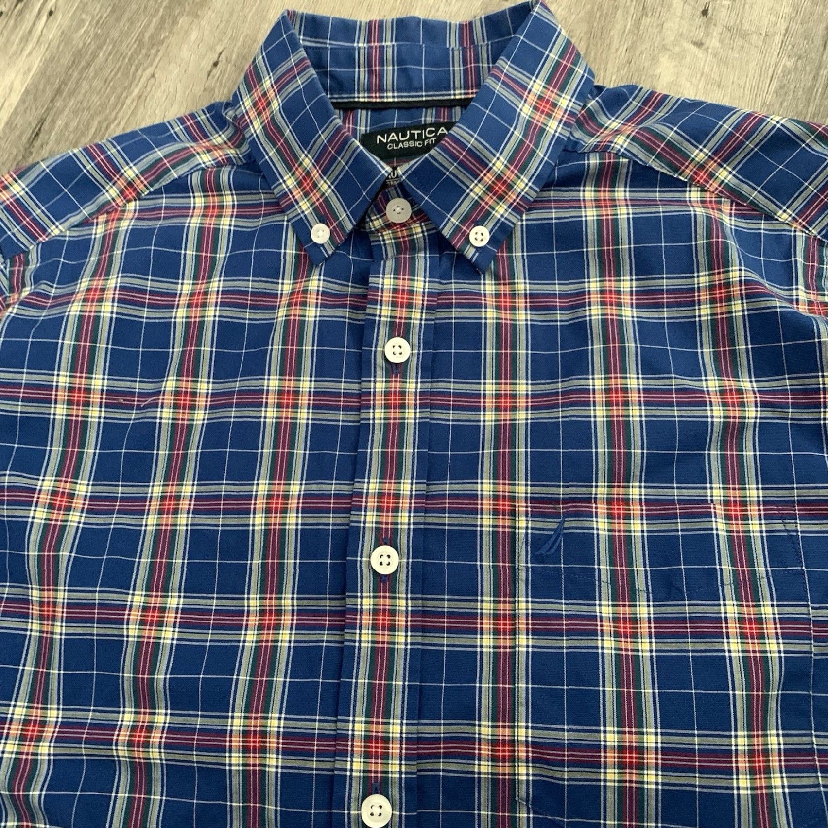 Nautica Nautica Flex Classic Fit Shirt Mens S Navy Blue Plaid Button-Up Stretch Size US S / EU 44-46 / 1 - 3 Thumbnail