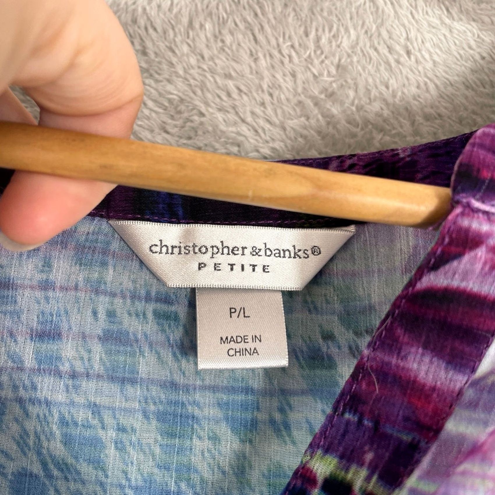Vintage Christopher & Banks Blouse Womens Large Purple Floral Sheer Cap Sleeve Boho Size L / US 10 / IT 46 - 3 Thumbnail